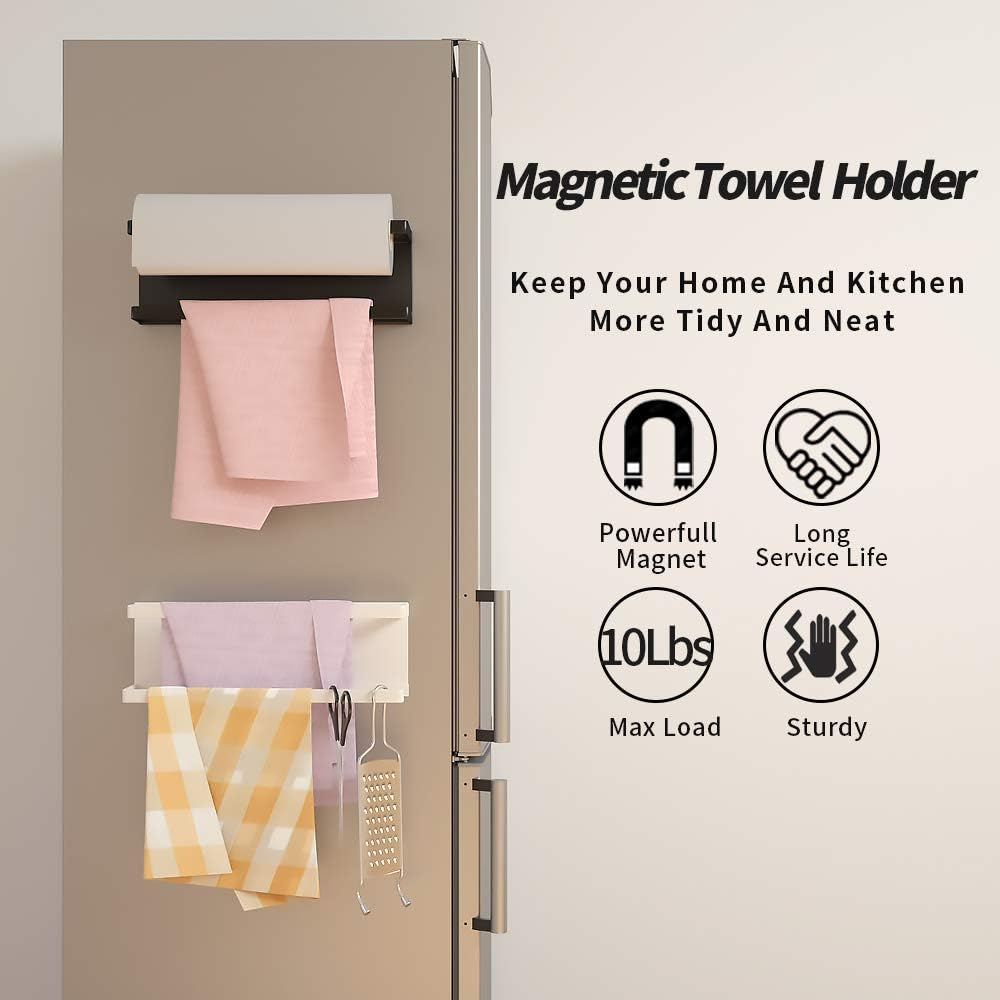 Magnetic Paper Towel Holder for Refrigerator,Kitchen Towel Rack Magnetic Paper Towel Bar Multi Function Made of Iron,Used for Kitchen,Bathroom,Toilet, Drill Free (White, Medium) image number 5