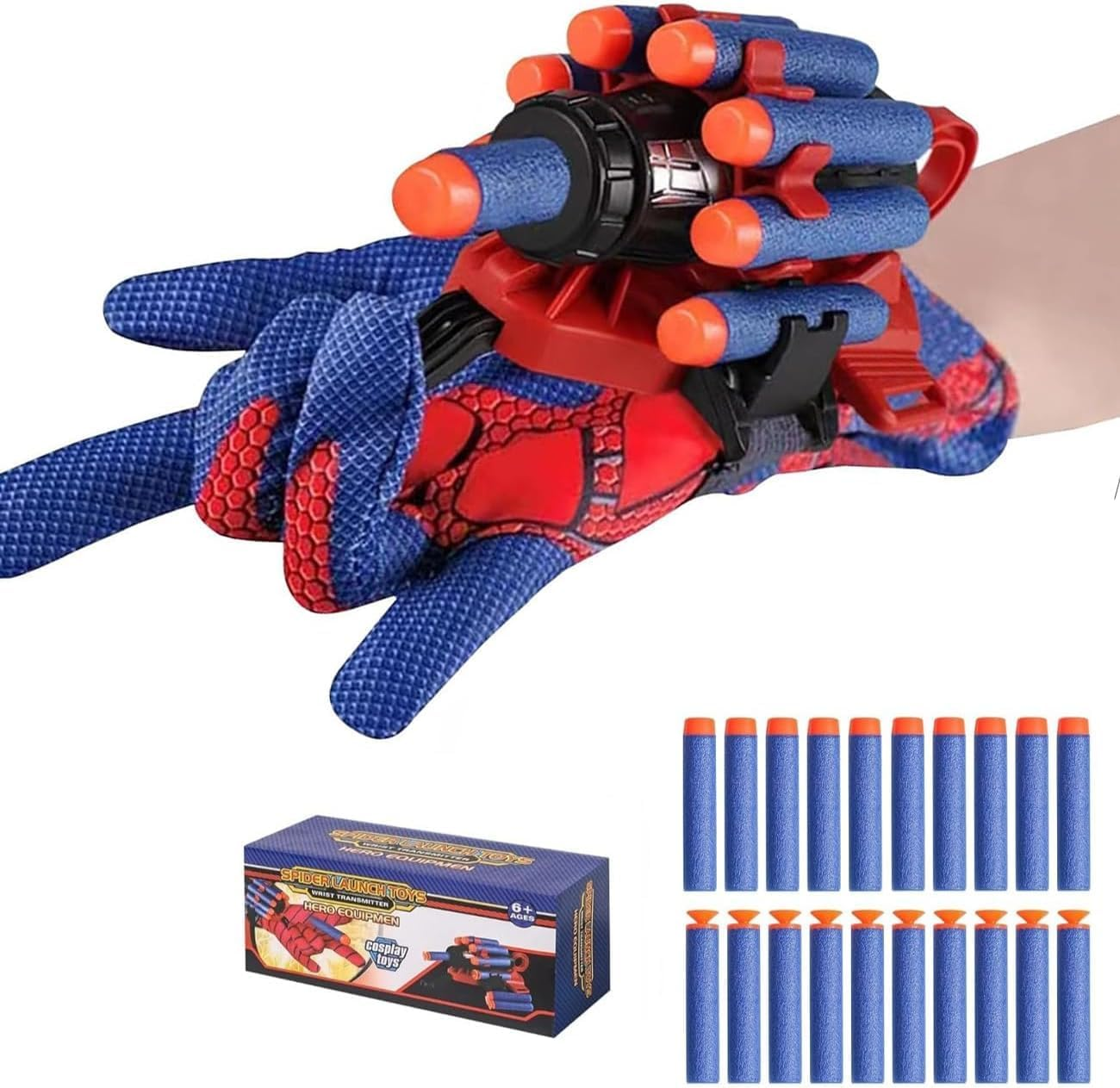 Spider Gloves Man Web Shooter Toy with Wrist, Foam Blasters,Spider Launcher Gloves Cosplay Toy Set for Kids image number 1