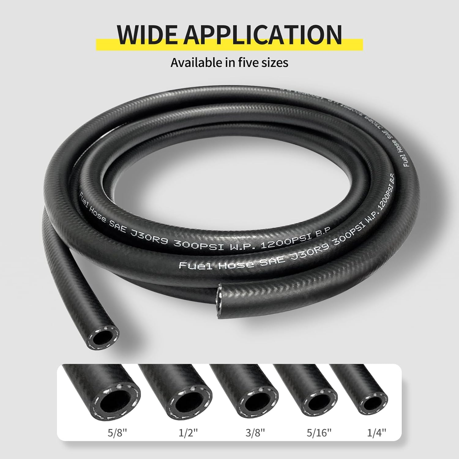 1/4 Inch ID Fuel Hose, 6Mm ID High Pressure Fuel Line NBR Rubber Hose, for Automotive, Marine Engine Tube Fuel System Hose Black - (5M/16FT) image number 4