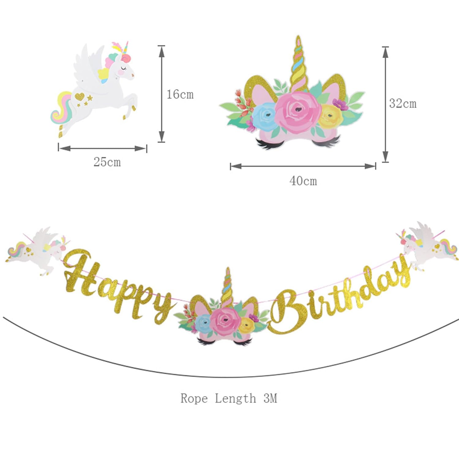 MAIGO Unicorn Birthday Decorations-Birthday Banners for Girls,Birthday Party Decorations,Girls Party Decorations,Unicorns Party Banners for Birthday Party Girls,Party Decorations for Adults Baby Showe image number 5