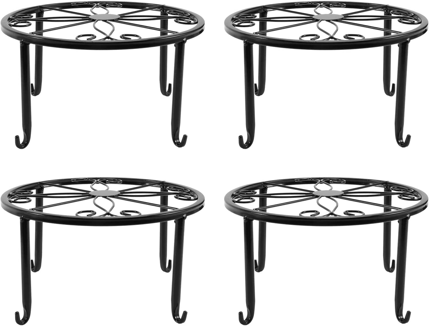 Ksrnsne 4 Pieces Plant Stand Indoor and Outdoor Metal Rust-Proof Plant Stand, Flower Pot Stand Black image number 4