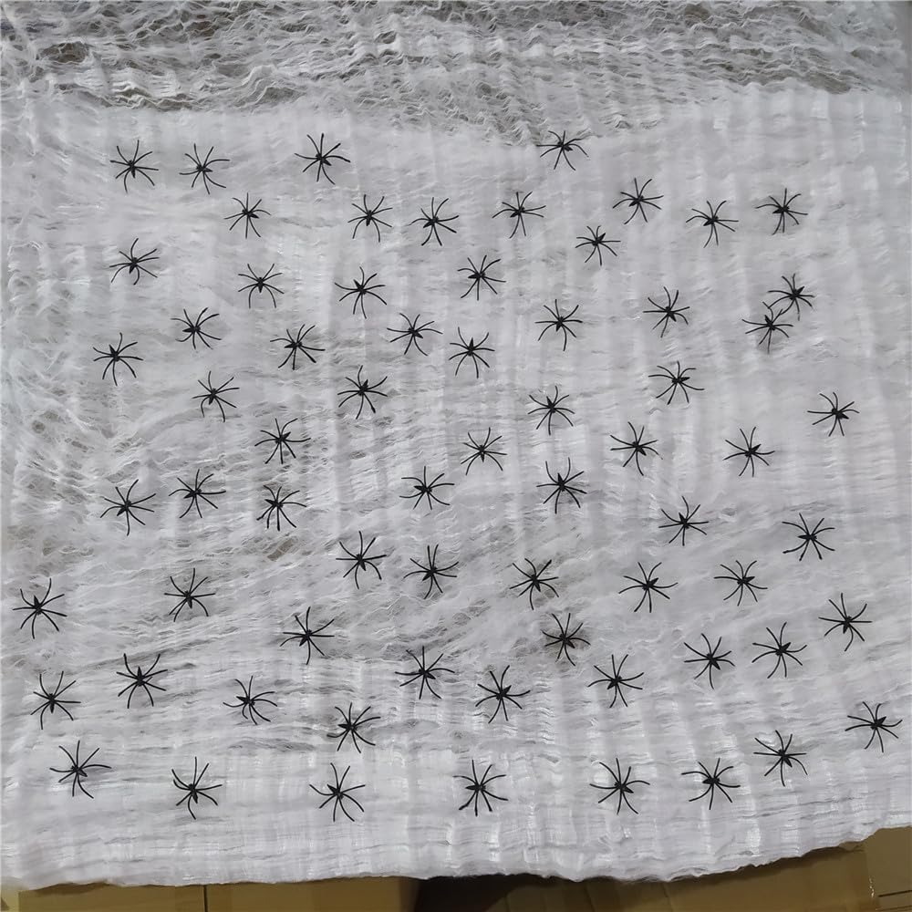 Halloween Spider Web, 100G Super Stretch Spiders Web with 30 Pcs Fake Spiders for Halloween Party, Indoor Outdoor, Yard, Tree, Office Decor (White)