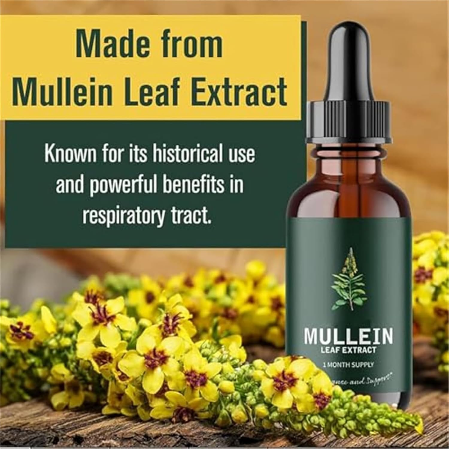 Organic Mullein Leaf Liquid Extract - Alcohol-Free Herbal Drops | Fast-Absorbing Formula - 60Ml image number 4