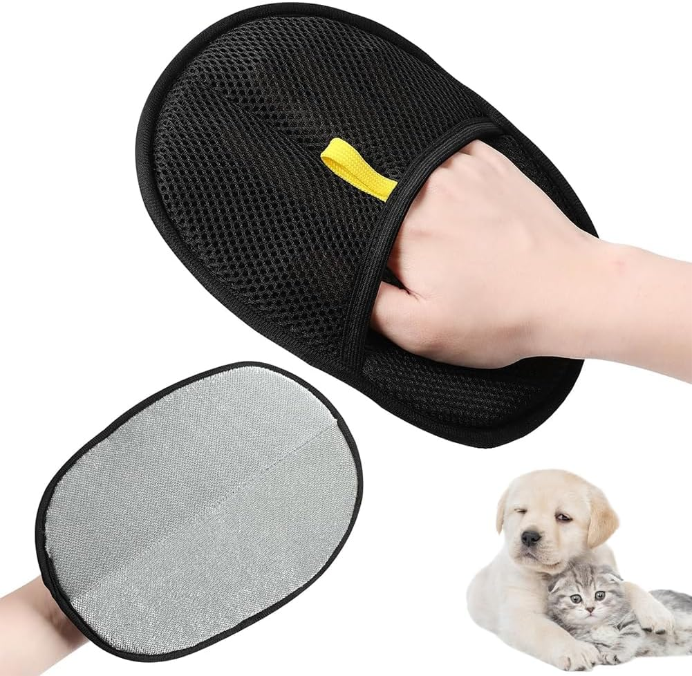 BASTOUR Reusable Fur Magnetic Glove, Pack of 2 Fur Magnet with Detangling Comb, Cat Brush Glove, Cat Gloves, Grooming Dog Hair Removal for Clothes, Sofas