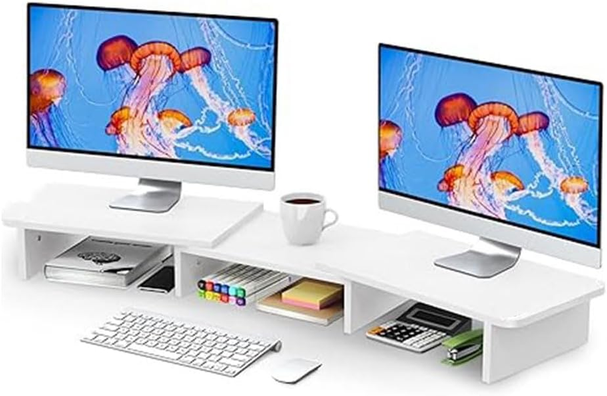 HHWRT Desk Monitor Stand with Drawer, Adjustable Length and Angle, Desktop Organizer Stand, Dual Monitor Stand Riser, Ergonomic Computer Screen Riser for Home and Office Desk Organization image number 5