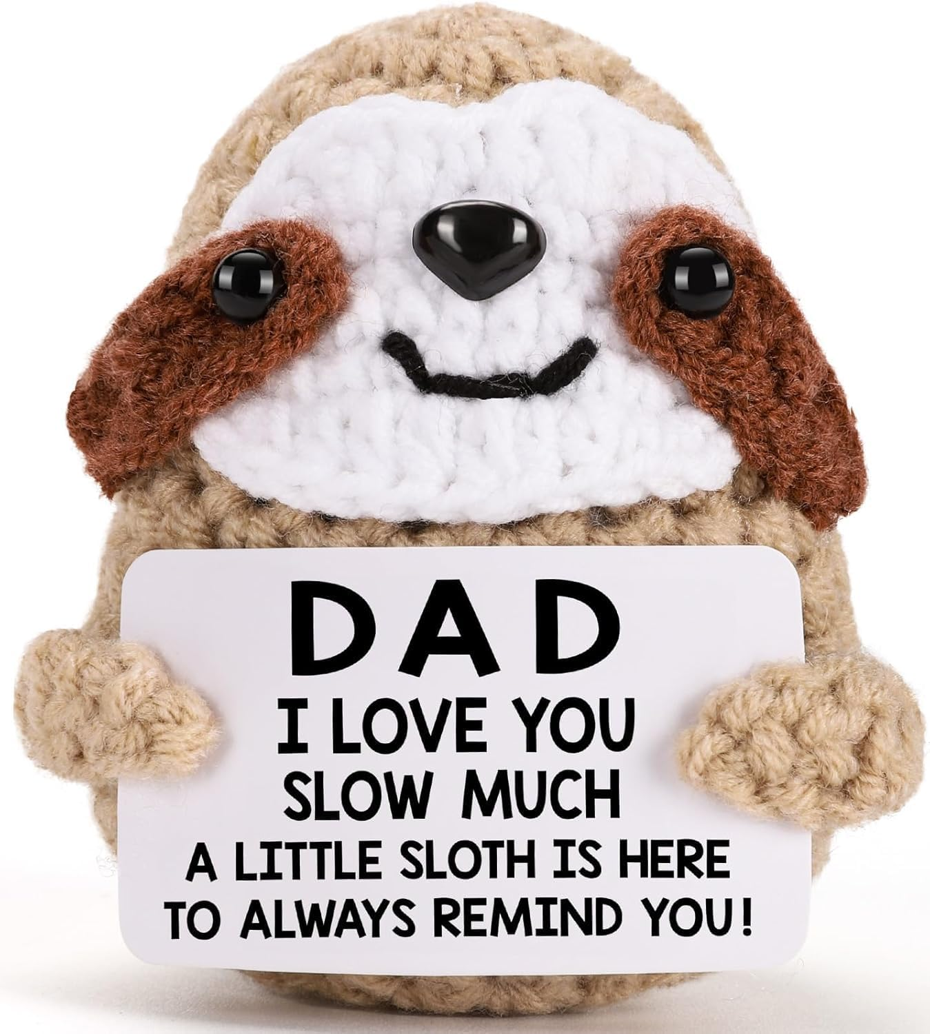 Dad Gifts for Birthday Fathers Day - Dad I Love You Slow Much, Funny Cool Handmade Knitted Crochet Sloth Present for Father Papa Easter Father'S Day Christmas from Daughter Son