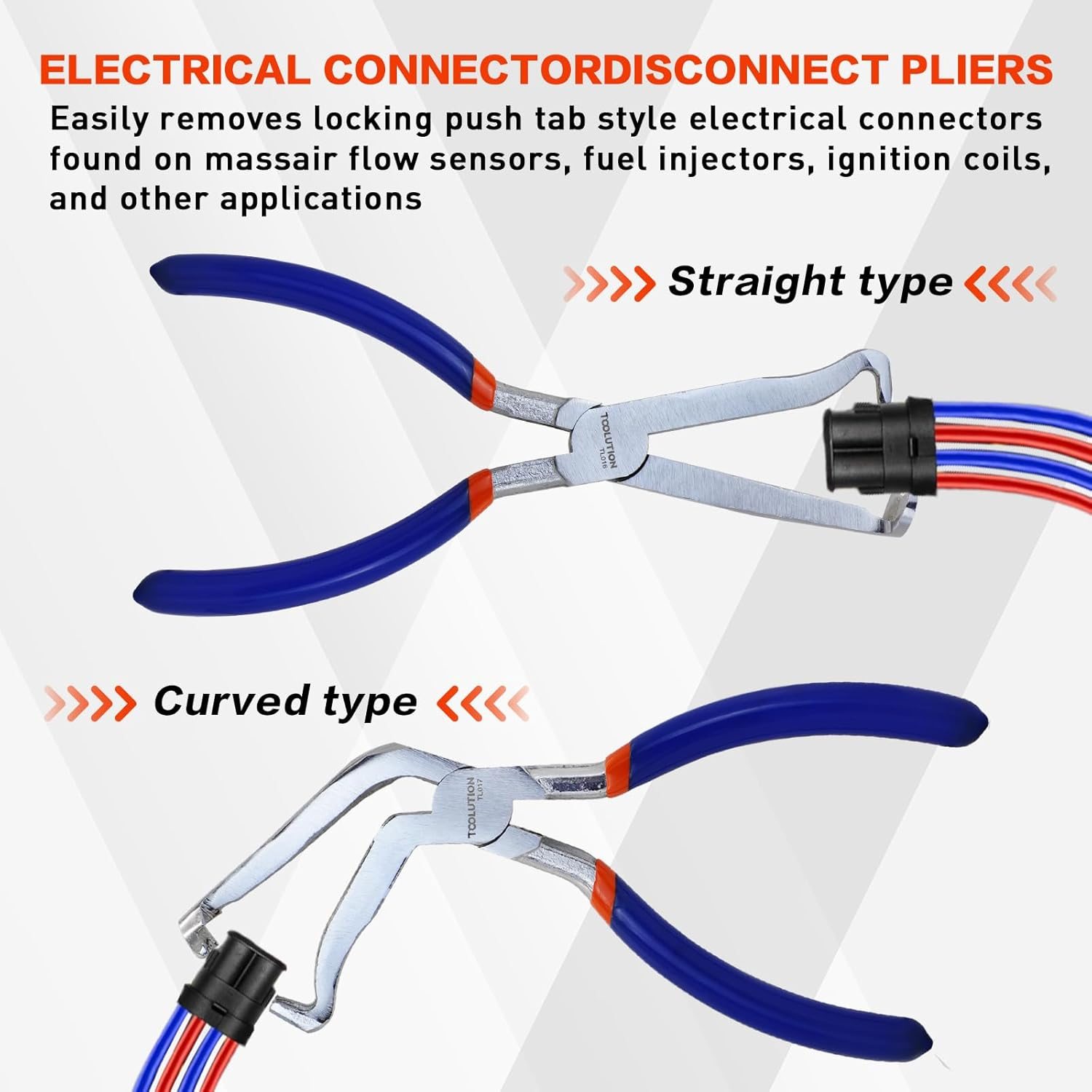 8 Inch Electrical Disconnect Pliers 2Pcs, Automotive Connector Pliers Set for Push Tab Style Plugs, Electrical Connector Removal Tool for Cars, Fuel Lines, Sensors - 4Pcs-Sprengringzangen Set image number 6