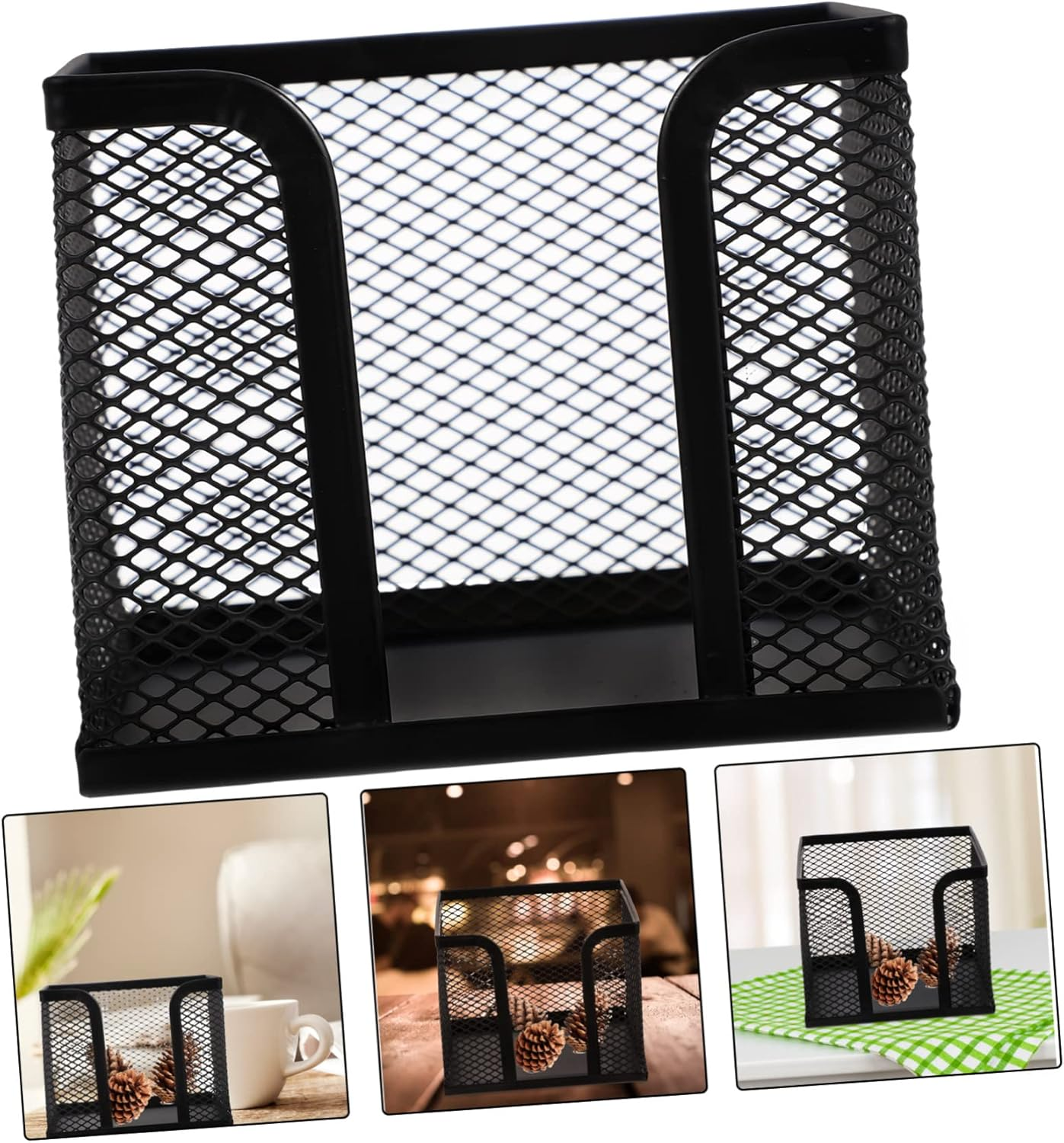 CANIGHT 5Pcs Memo Pad Holder Multifunctional Desk Organizer for Notes Pens Napkins Mesh Storage Box for Home Office School Stylish Desktop Accessory image number 4