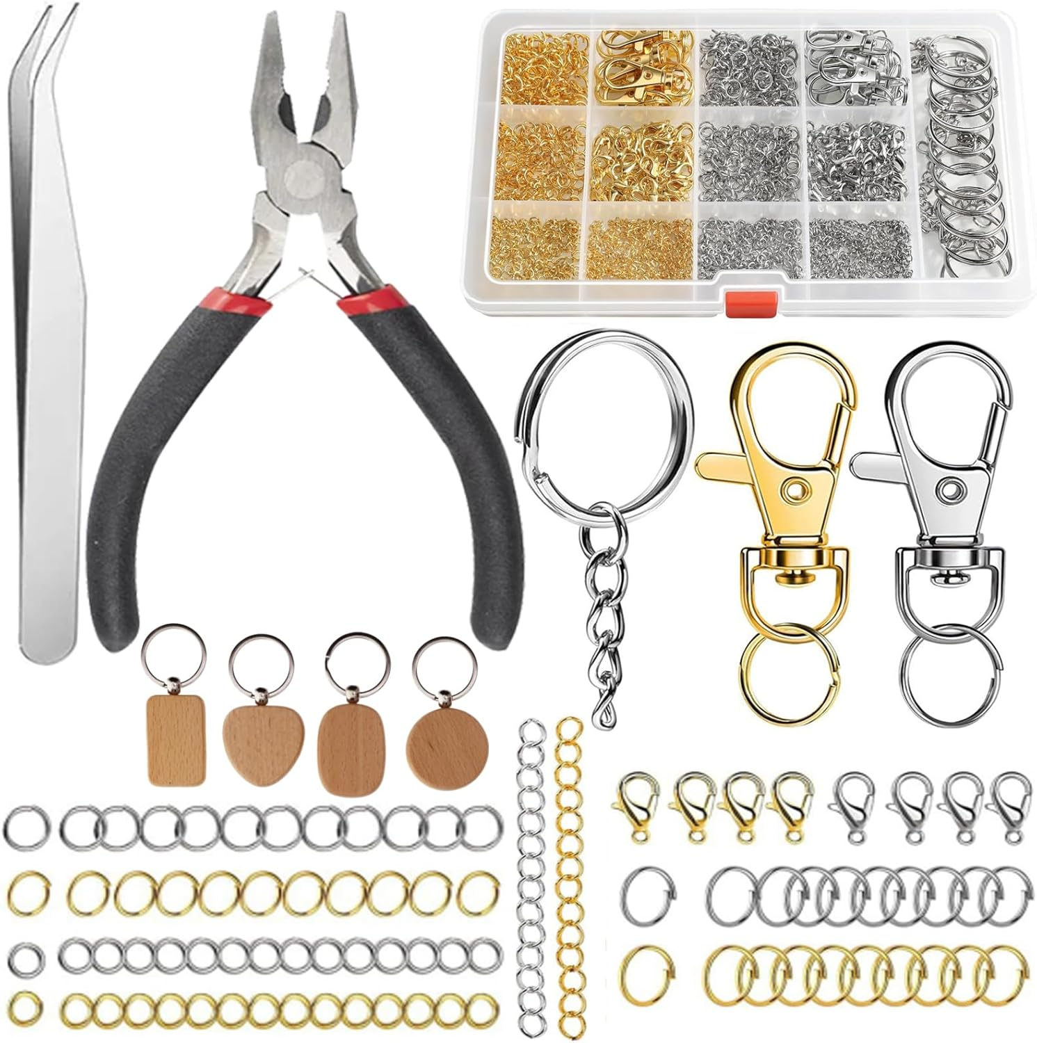 Keychain Making Kit,Key Rings,Key Rings Bulk,Keychain Rings,Necklace Clasp,Lobster Claw Clasps for Keychains,Jump Rings for Jewelry Making