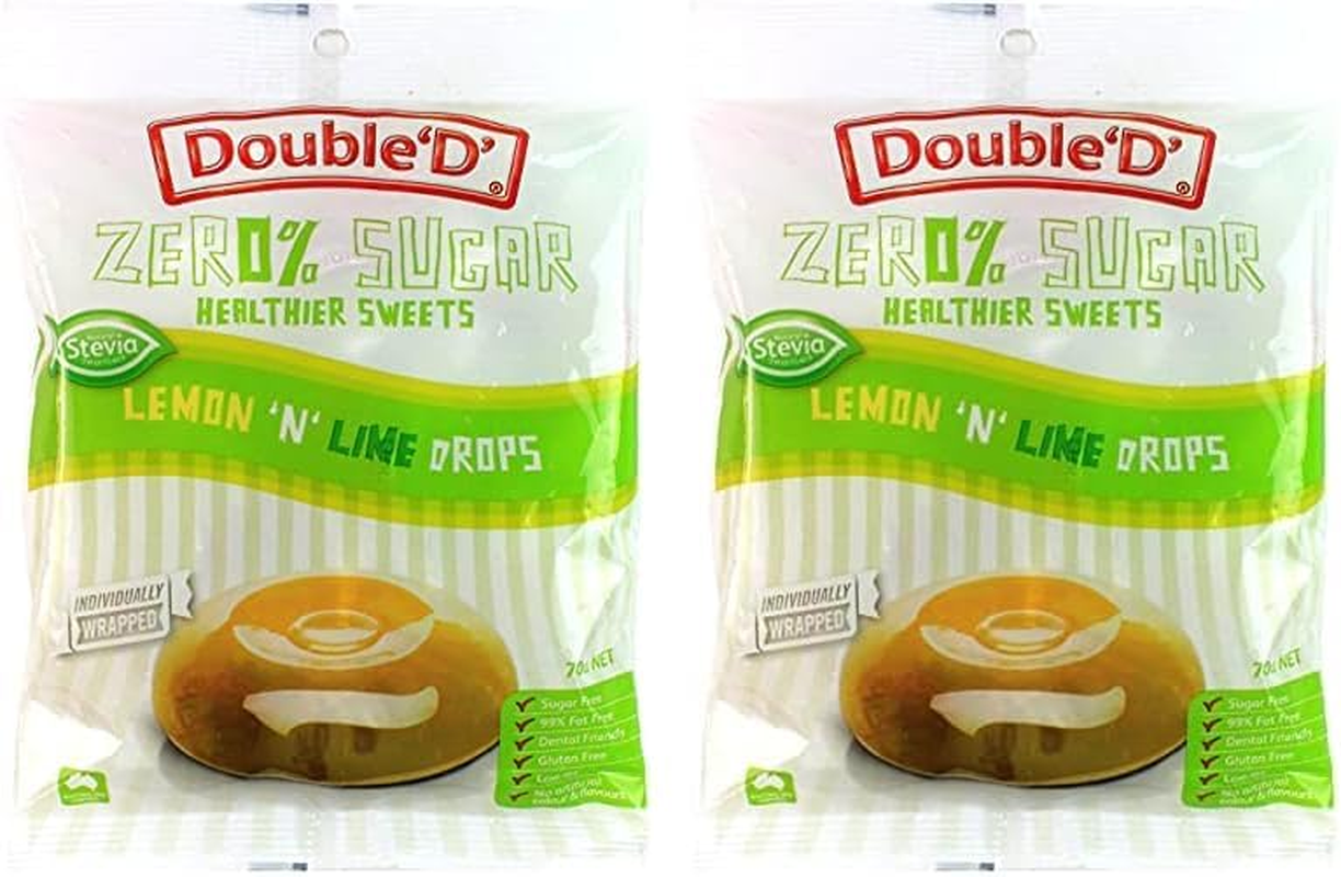 Double D Sugar Free Lemon and Lime Drops 70 G (Pack of 2)