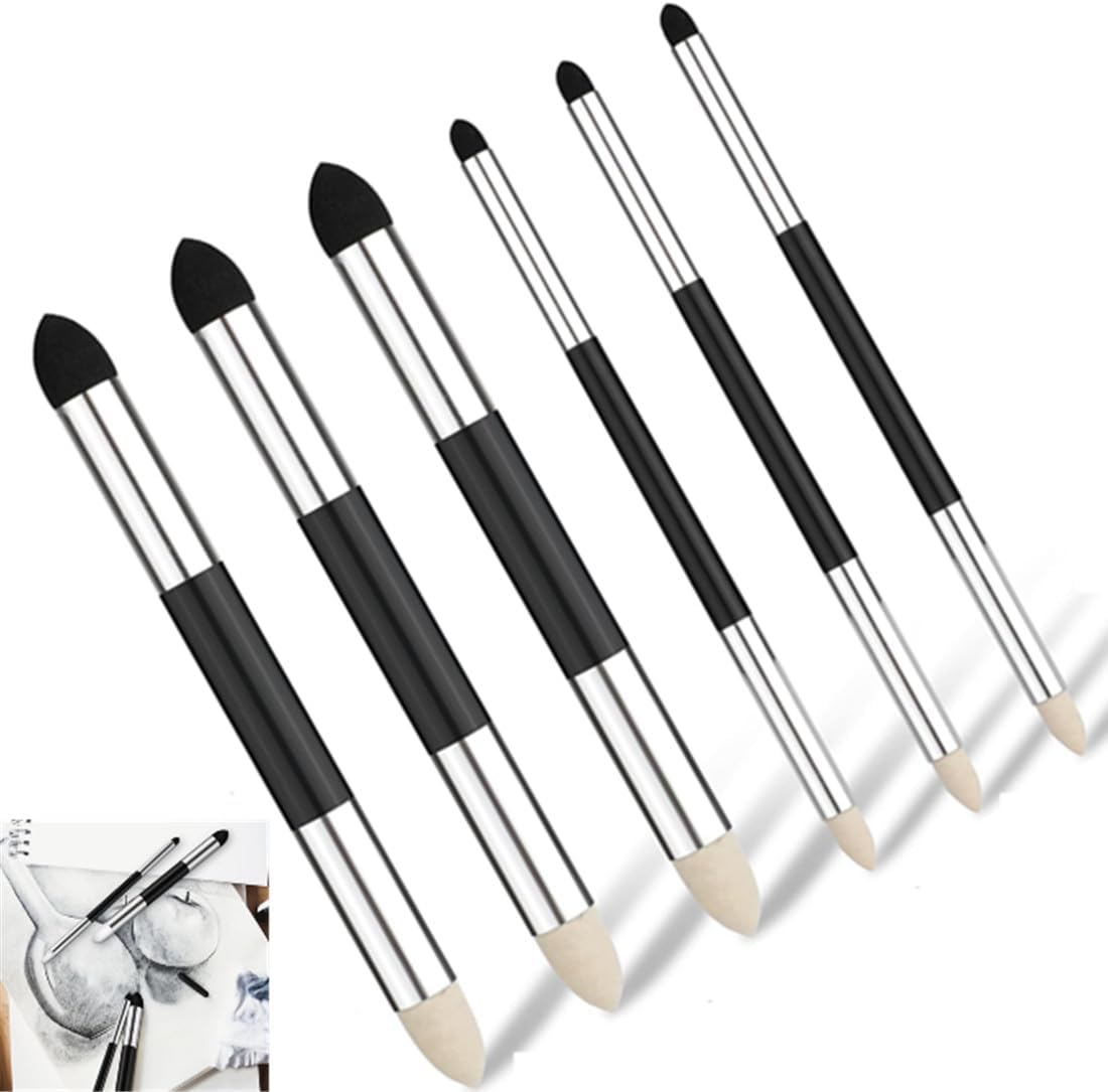 6 Pcs Artist Blending Sponge Pen,2 Sizes Double-Headed Blending Stumps for Drawing Detail Sponge Pencil Sketch Pen Brush Rubbing for School Students Beginners Artists image number 4