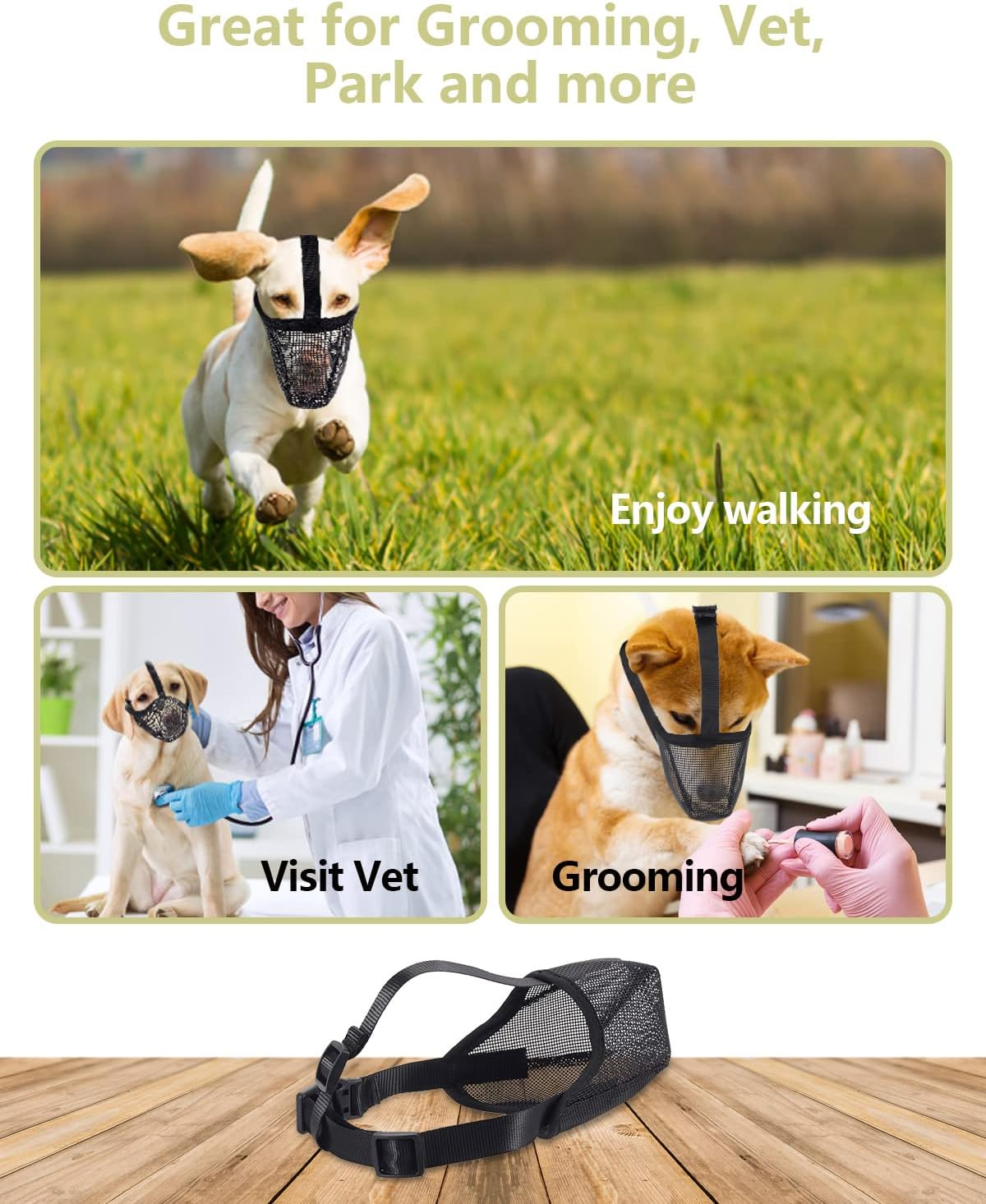 Dog Muzzle, Dogs anti Bite Air Mesh Dog Muzzle with Adjustable Straps, Breathable Drinkable Prevent Biting Barking Chewing Licking for Pets image number 6