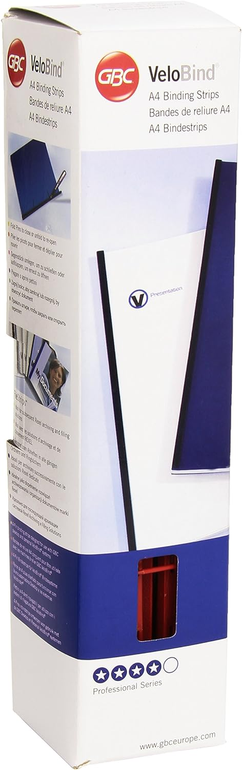 GBC Velobind Binding Strips, 45 Mm, 200 Pages, A4, Red, Pack of 25, 9741640