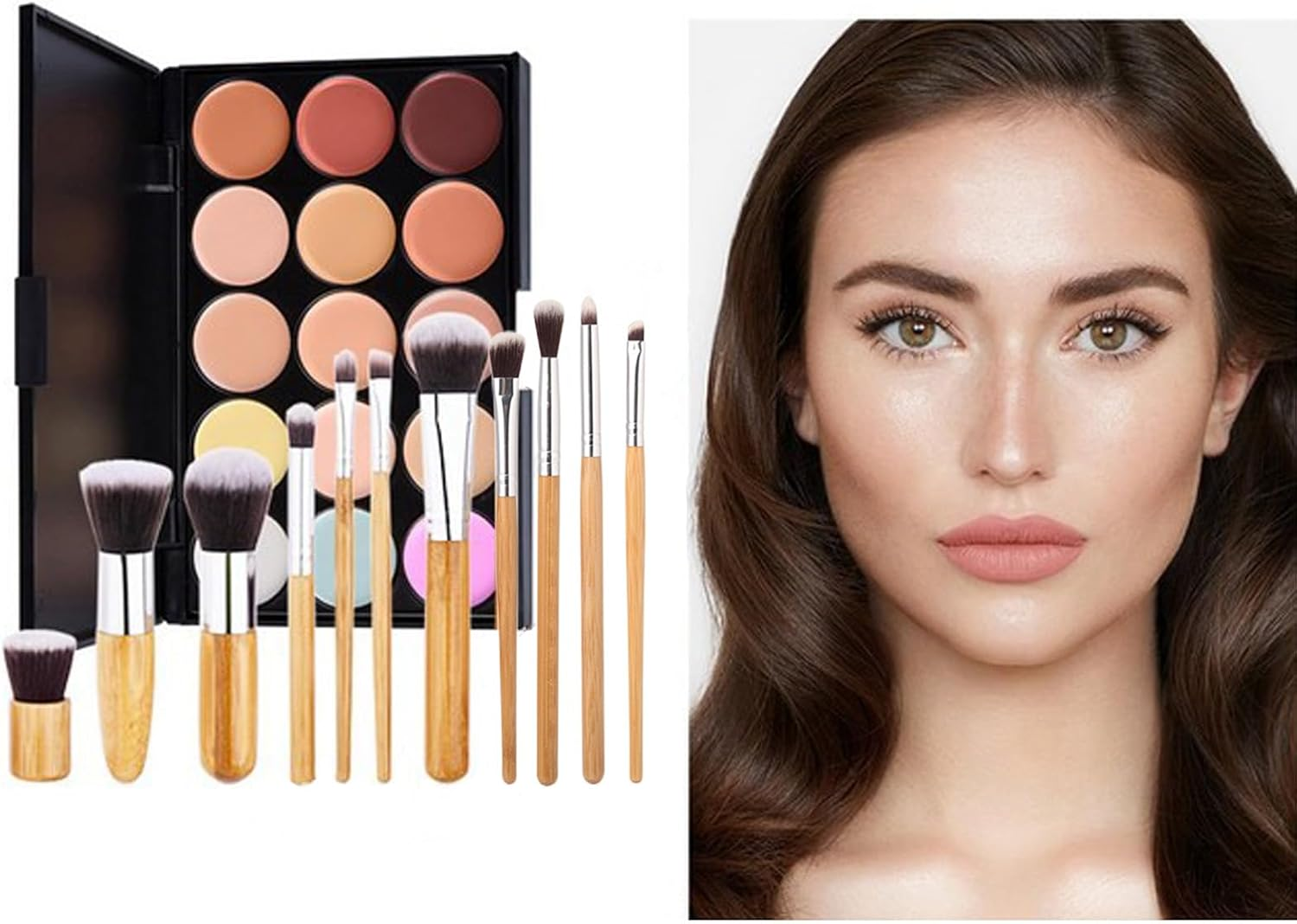 Joyeee Color Correcting Concealer Palette, Contouring Foundation Creamy Contour Multi-Palette with 8 Makeup Brush Set for Foundation Powder Concealers Eyeshadows Blush Makeup, Vegan, Cruelty Free