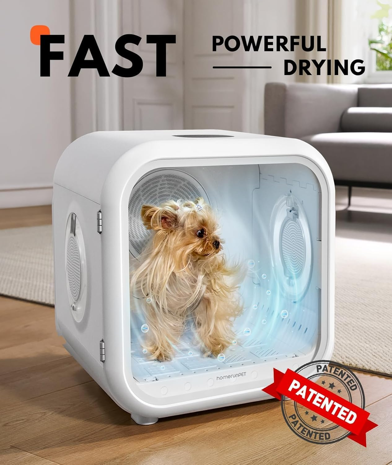 PTEROMYS 62L Dog Dryer Box, 360&deg; Efficient Automatic and Quiet Cat Pet Dryer Box with Smart Temperature Control, Ideal for Cats and Medium Dogs (White) image number 6