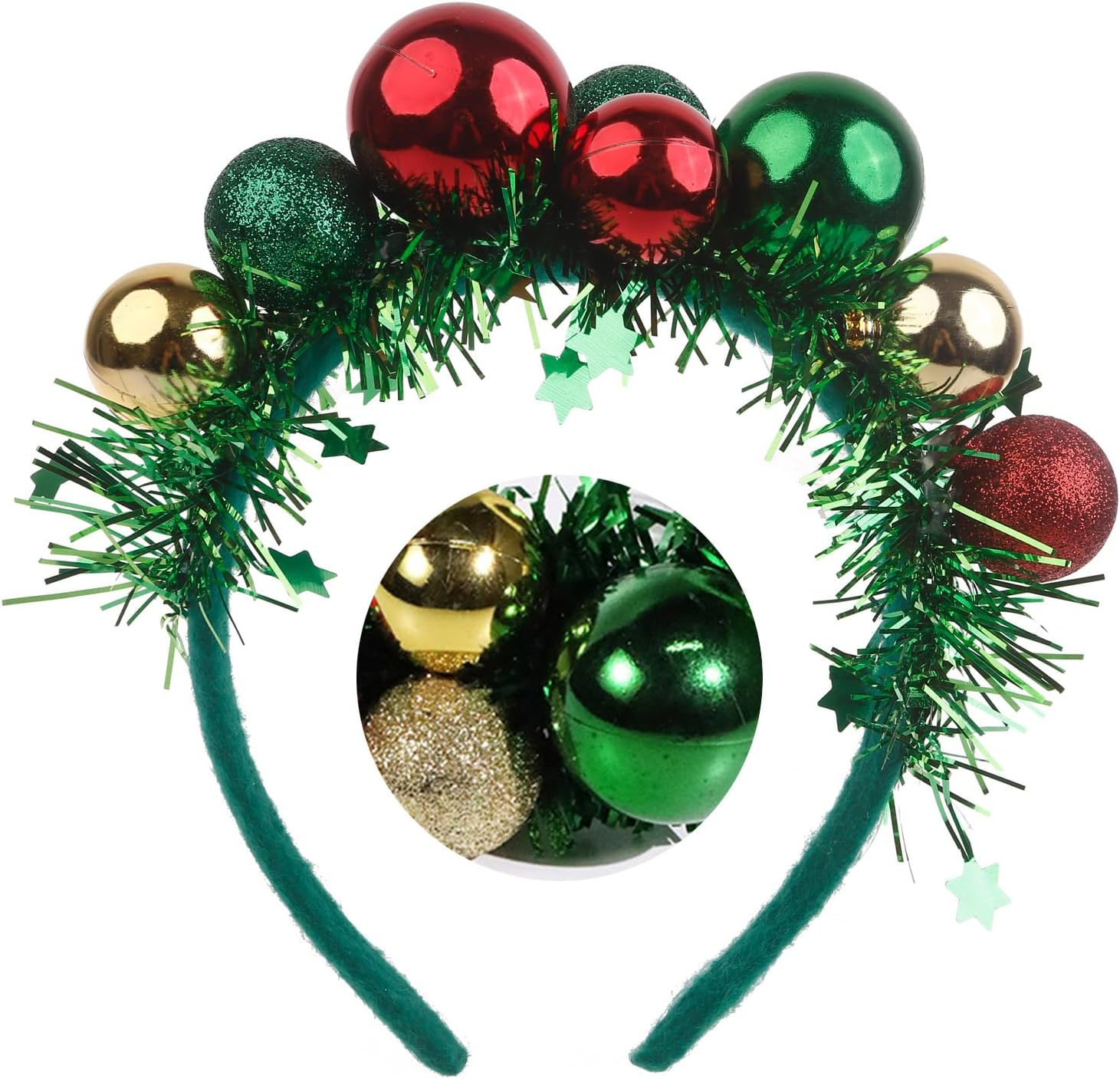 Bestvisse Festive Hair Band Colorful Balls Funny Christmas Headpiece New Year'S Eve Party Decorations Headband