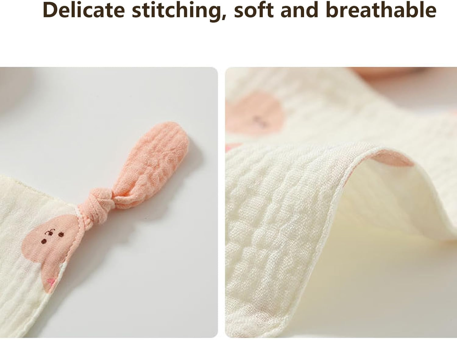 Lovey Blanket for Boys and Girls, Organic Cotton Muslin Security Blanket for Babies, Soft Breathable Lovie Soothing Towel for Newborn and Infant (Brick Red| Bunny) - Brown| Star  Moon image number 3