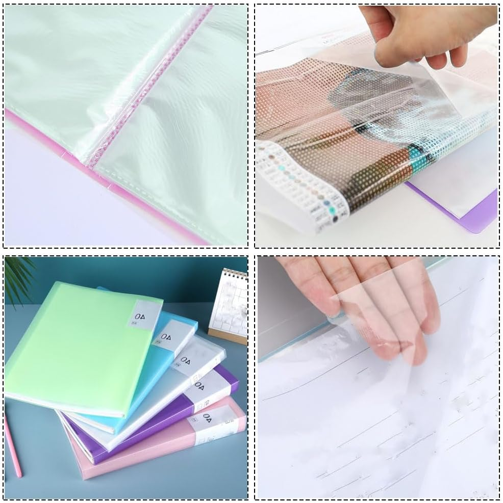6 Pack A4 Display Book, Binder with PVC Sleeves 40 Pockets, Project Management Folder, Waterproof File Bag, Bound Sheet Protector Presentation Book, Display Book(6 Colors) image number 1