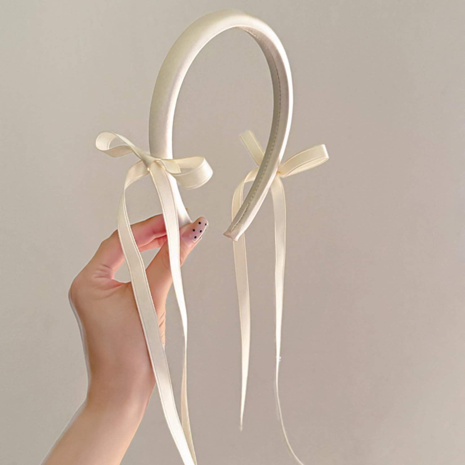 Headband, Hair Accessories for Women, Girls, Bride, Fashion Flower Girl Headbands, Hair Band Headpiece with Tassels (Beige)