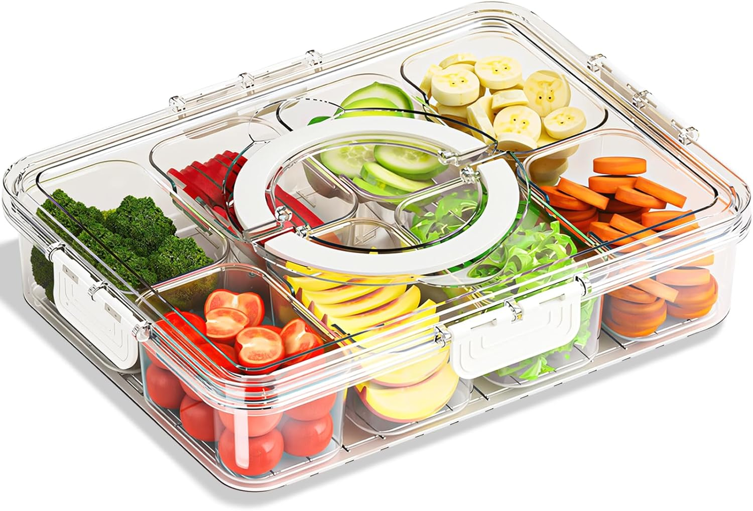 [2025 Upgrade]Kagyetn Snackle Box Container|Divided Serving Tray with Lids & Handles|8 Compartments Snackle Box|Clear Organizer for Fruits Snacks|Perfect for Road Travel Party. image number 1