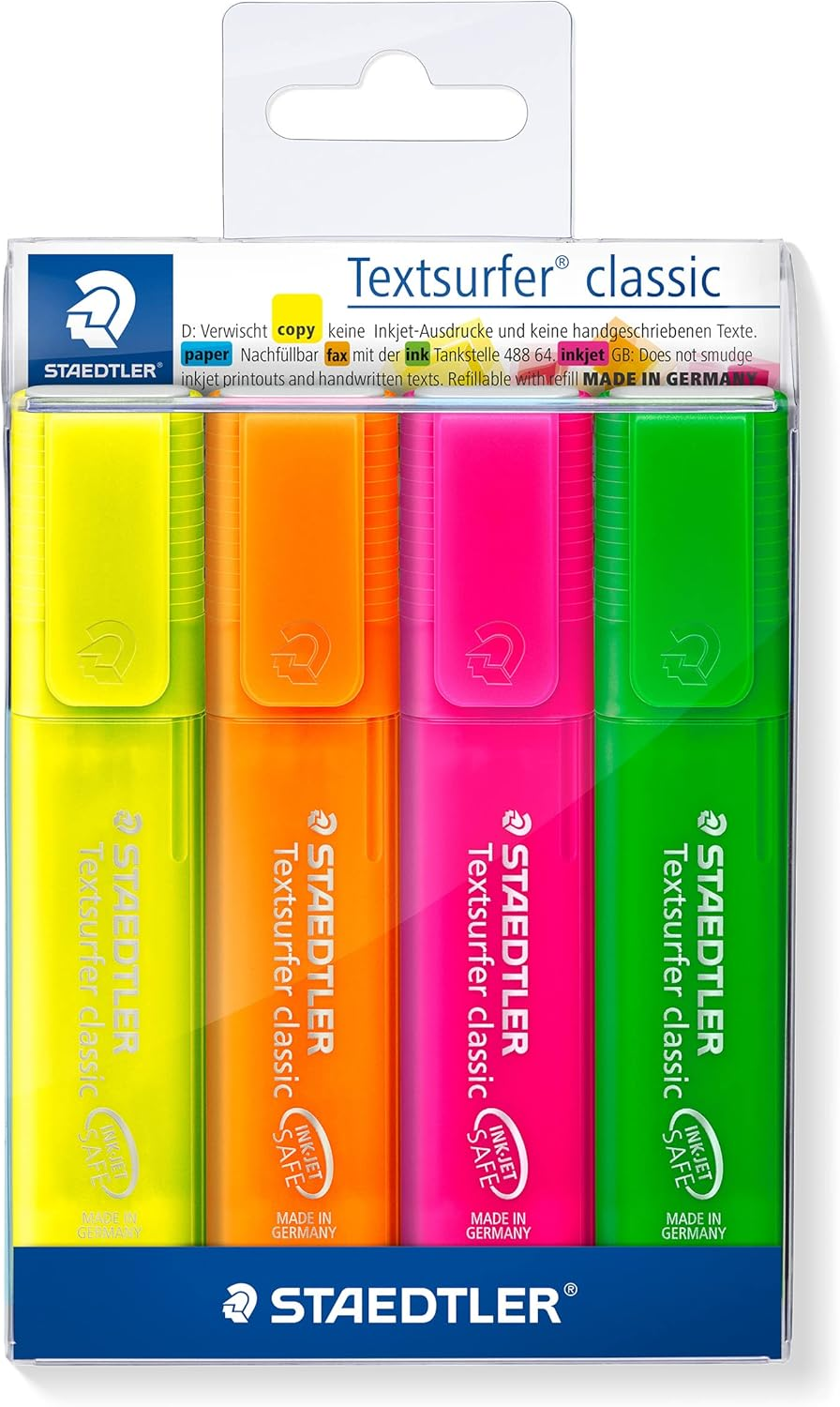 Staedtler Inkjet Safe Highlighter Textsurfer Classic, Assorted, Wallet of 6, (364 P WP6) image number 7