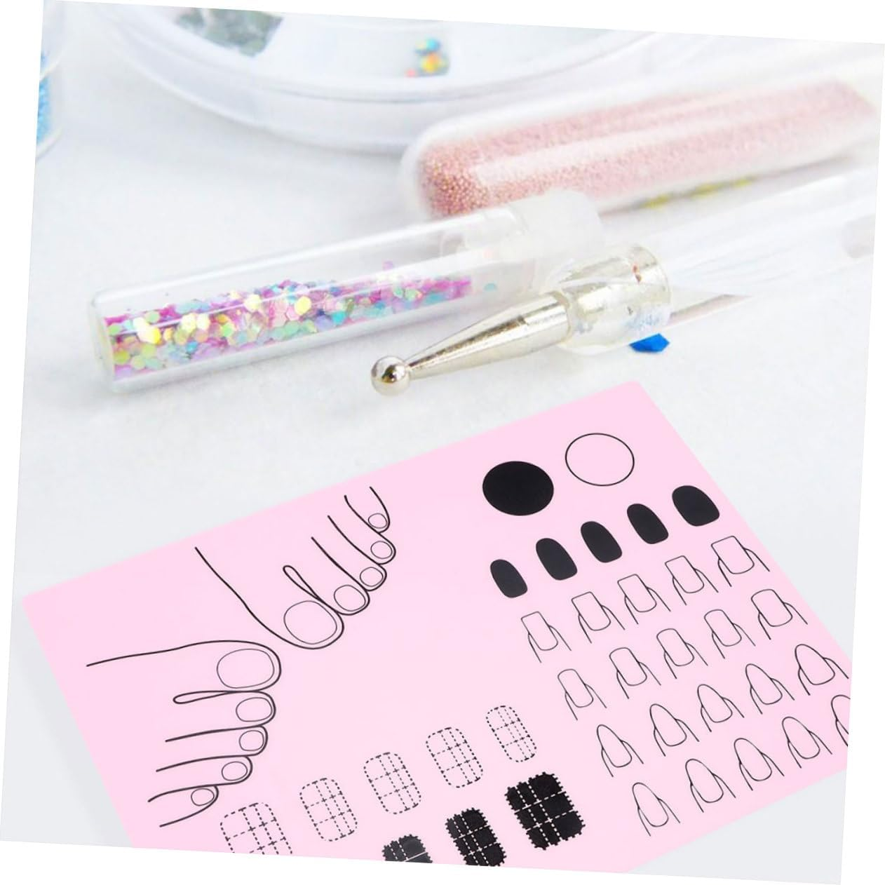 ERINGOGO 2Pcs Reusable Silicone Nail Art Practice Mat Lightweight Washable Manicure Cushion for Beginners Nail Color Mixing and Stamping Home and Salon Use image number 5