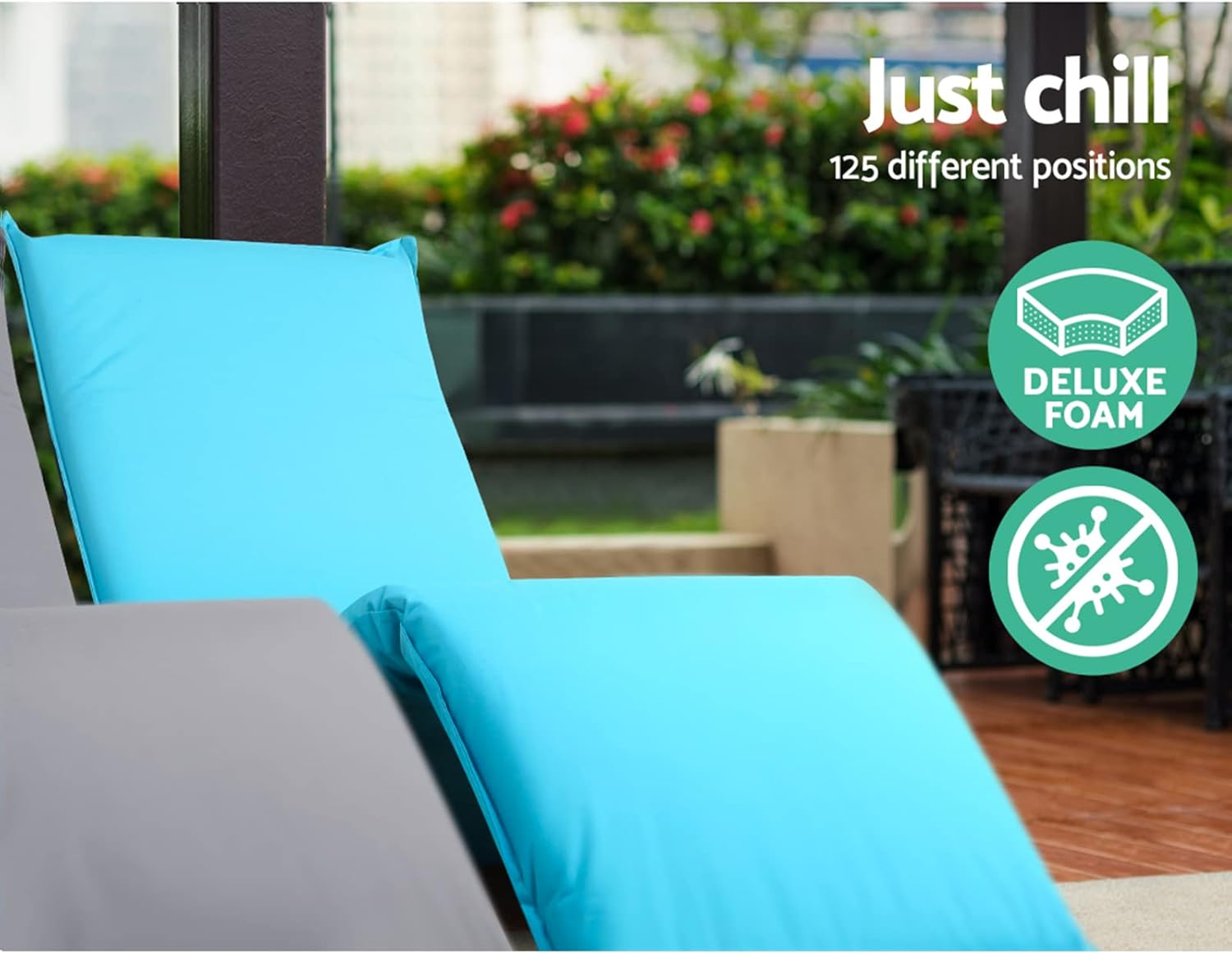 Artiss Sofa Bed, Single Adjustable Couch Cushions Floor Cushion Lounge Blue image number 6