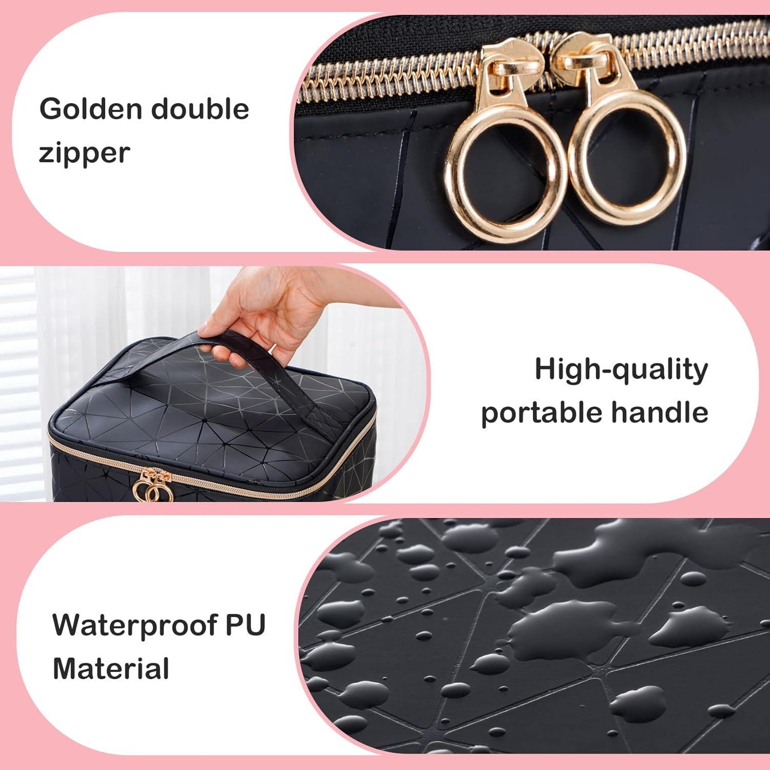 Uross Nail Polish Organizer Bag Holds 30 Bottles Polish & Kit -Nail Polish Storage Organizer Nail Lamp Case Supplies Organizer Case for Nail Tech Big - Black image number 1