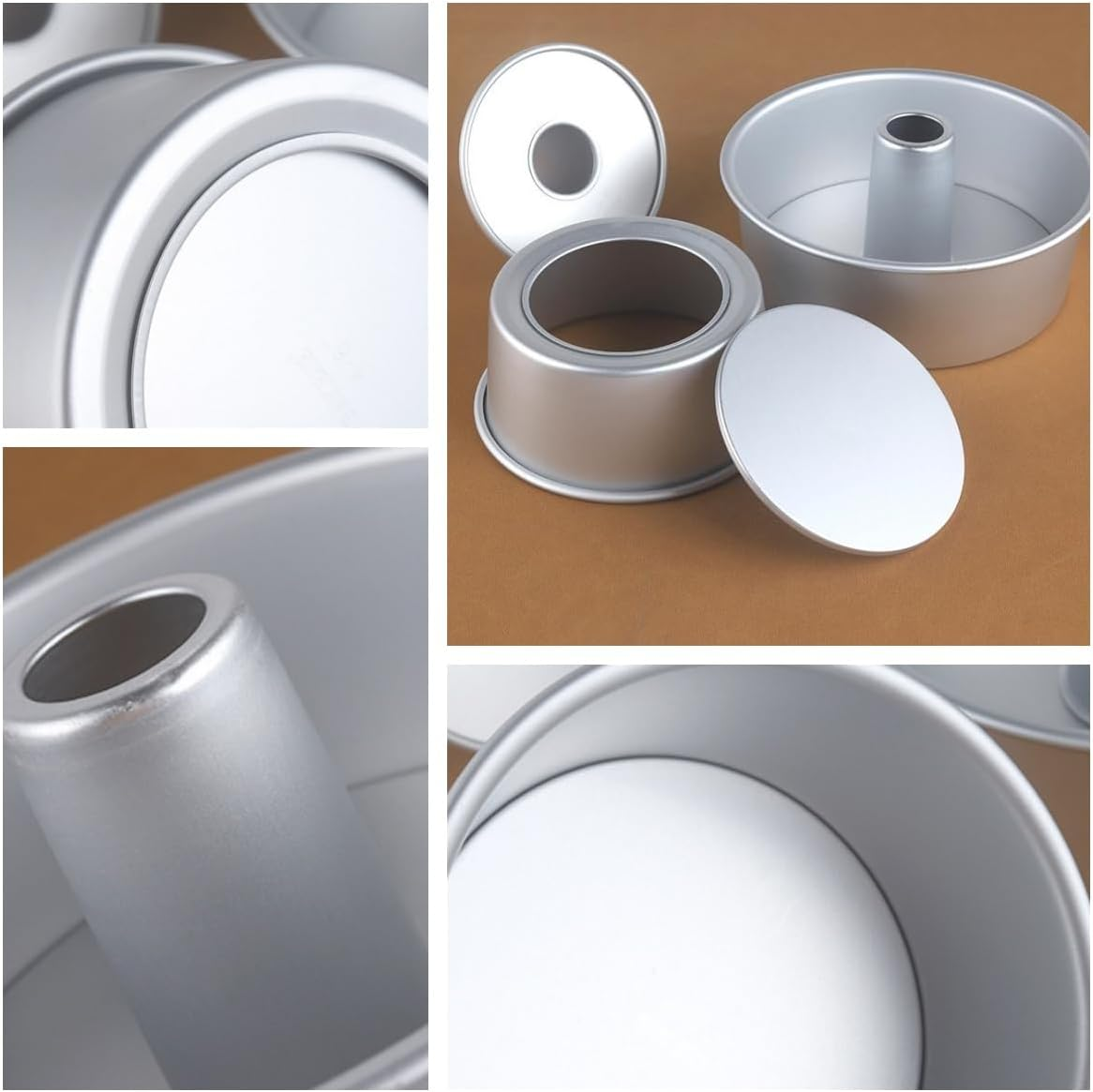 WUWFKUI 8 Inch Deep Chiffon Cake Mold,Aluminum round Chiffon Cake Removable Bottom Hollow Chimney Cake Mold DIY Baking Cake