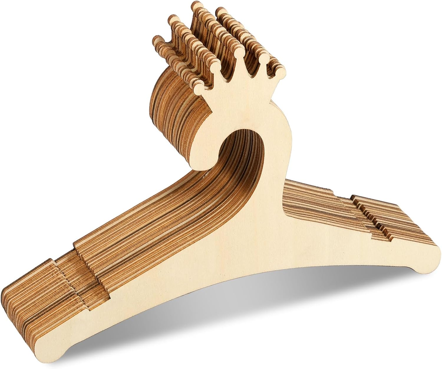 20 Packs Kids Wooden Hangers, Wooden Baby Hangers for Baby Clothes 9 Inch Mini Toddler Children Clothes Hanger Cute Crown/Bear/Rabbit Ear Baby Girl Boy Hanger Toddler Infant Hanger for Baby (Style A)