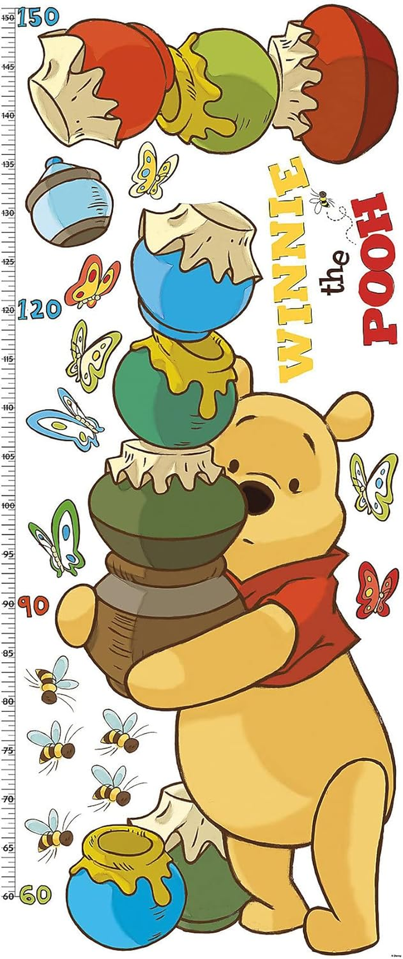 Roommates Growth Chart RMK1501GC: Winnie Pooh Peel & Stick Inches image number 1