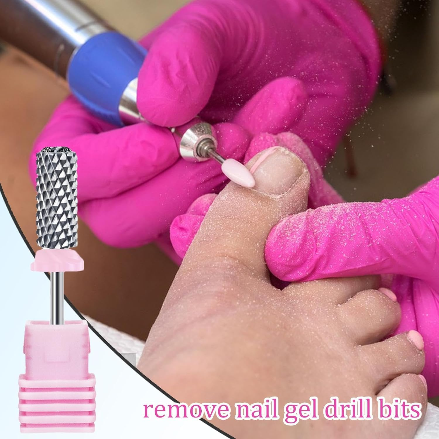 Cuticle Nail Bits | Acrylic Nail Drilltools - Rhinestone Dotted Cuticle Efile Remover, Gel Remover for Manicure Pedicure, Home Salon image number 4