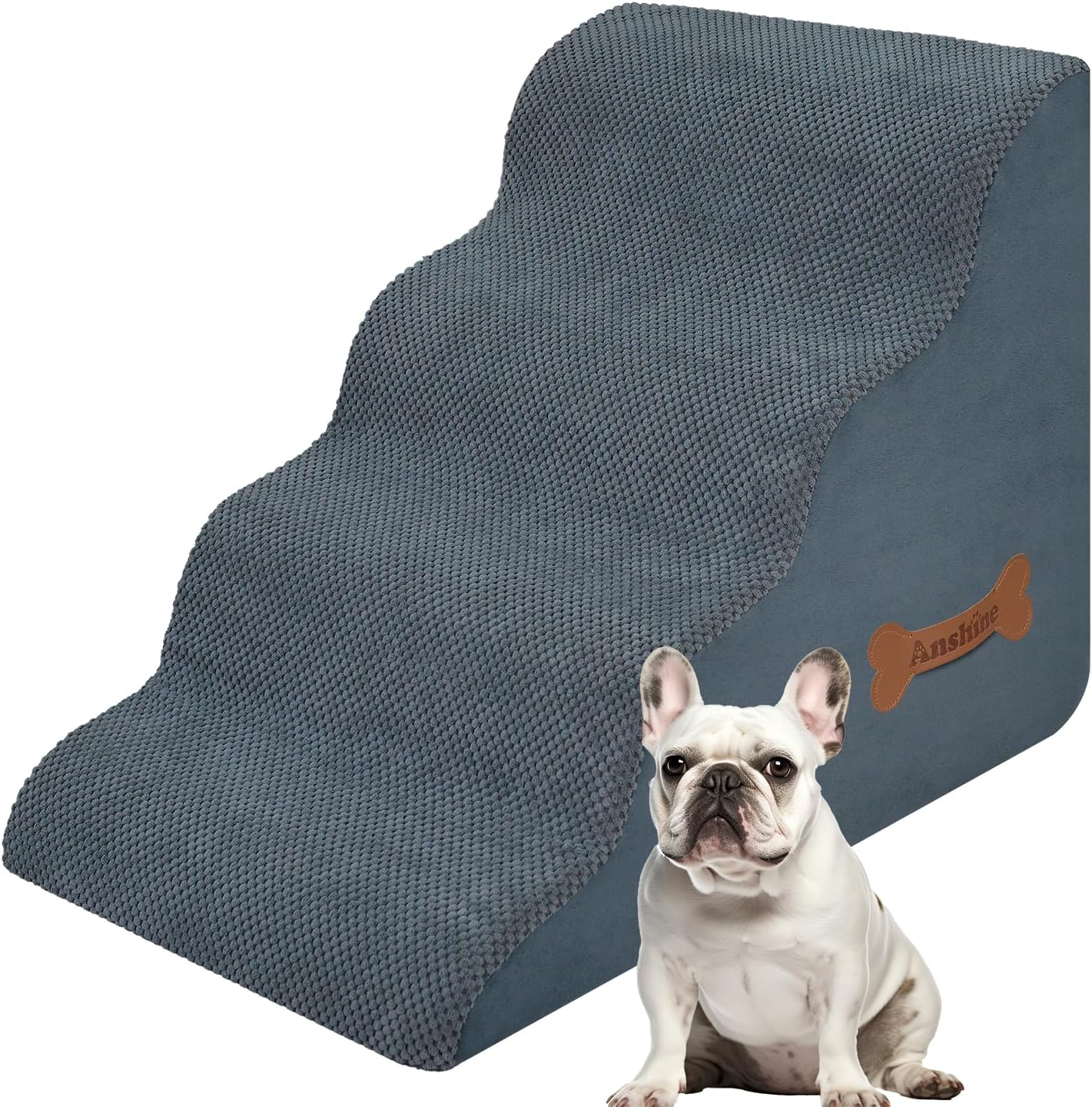 Anshine Dog Stairs and Ramp, 4 Tiers Non-Slip Pet Ramp for Small & Large Dogs, Dog Stairs for High Beds & Outdoor Steps Portable Pet Ramp for Safe Access