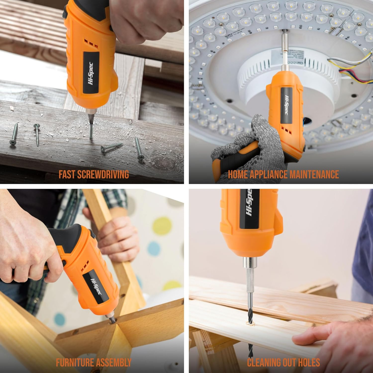 Hi-Spec 42Pc 4V USB Electric Power Driver & Household Tool Kit. Cordless Power Screwdriver and Hand Tools in a Compact Box Case