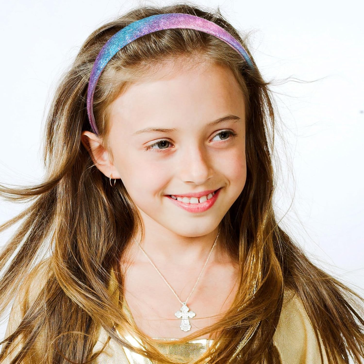 Rainbow Headbands 2 Pack Girls Sweet Hairband Glitter Rainbow Headband Cute Sparkly Bling Headbands Wide Thick Head Bands Hair Accessories Fashion Head Bands (2 Styles Tie Dye)