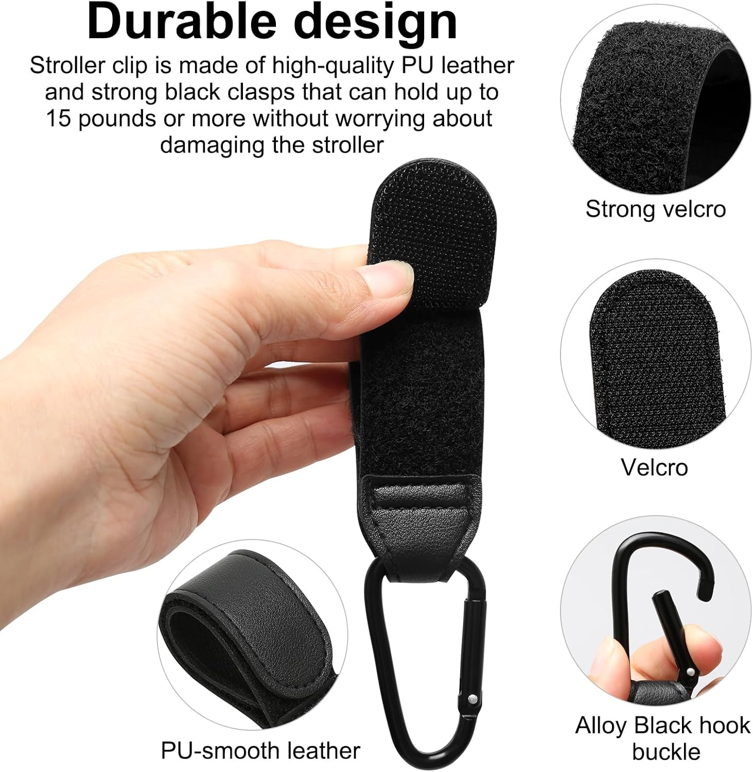 4 Pcs Pram Clips for Buggy, Buggy Clips, Adjustable Pram Hooks for Bags, Pram Bag Clips Pram Carabiner Clip for Mommy Diaper Bag, Pushchair, Shopping Grocery, Pushchair, Backpack image number 3