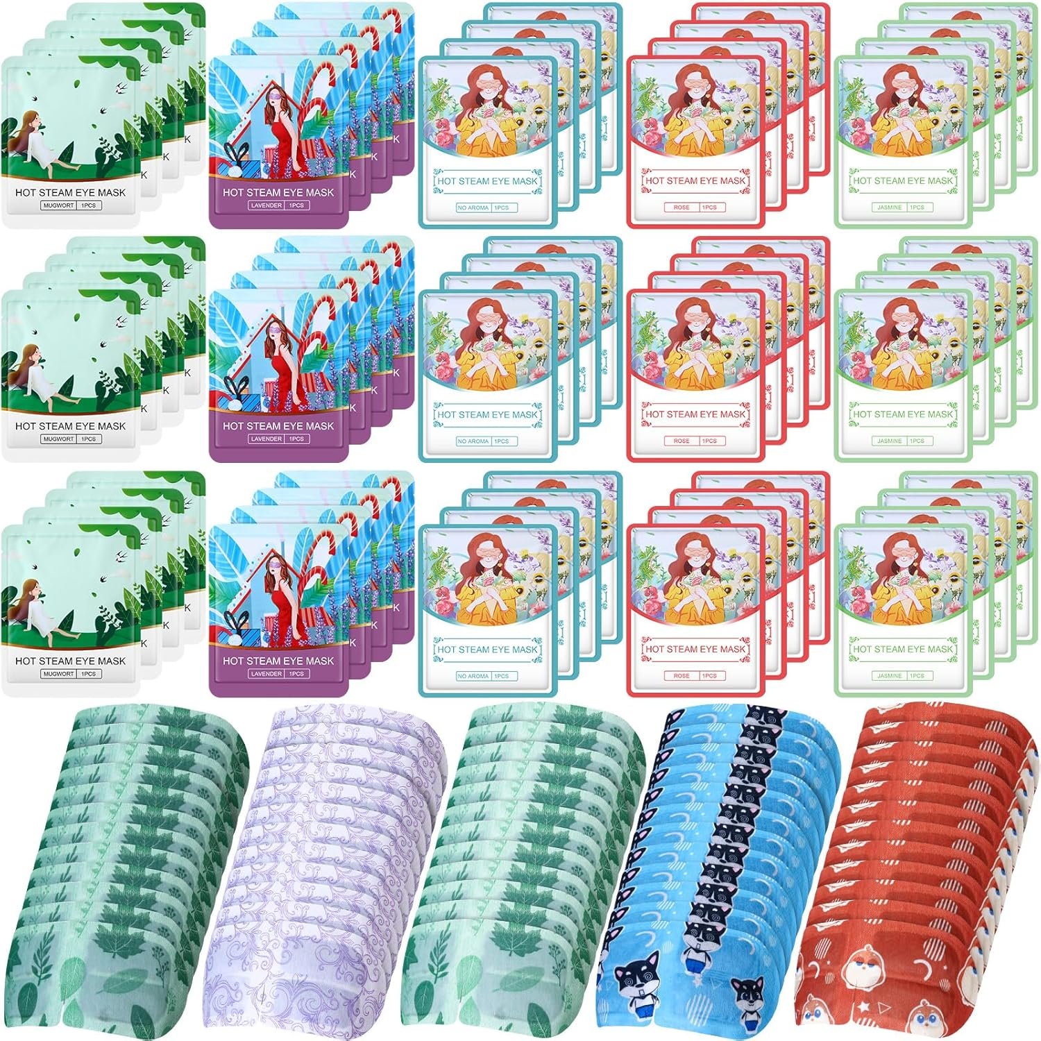 Dansib 60 Pcs 60 Pcs Disposable Steam Eye Mask Bulk for Dry Eyes Self Heating Eye Mask for Spa Sleep Warm Compress Stress Dark Circle Relief Puffiness and Mother'S Day Relaxation Gifts (Multi Scent) image number 2