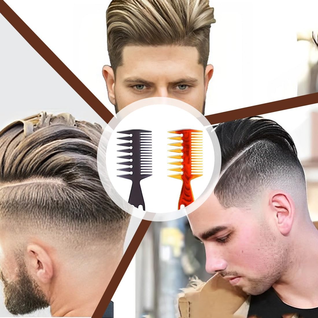 SULIUDAJI Pack of 3 Wide Comb, Styling Comb, Double Sided Wide Coarse Tooth Comb, Antistatic Retro Wide Tooth Comb Hair Comb Styling Hair Combs for Curly Wet Long Hair image number 5