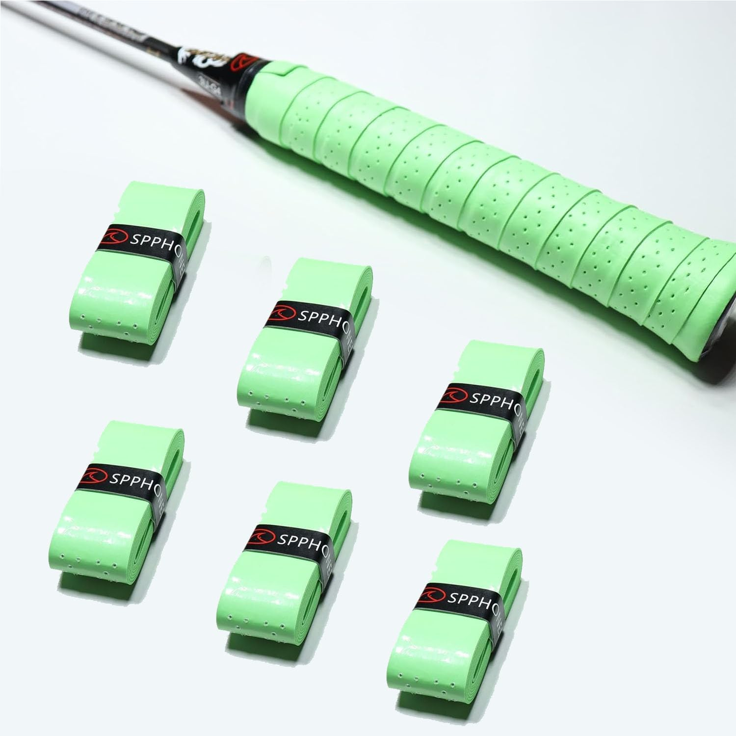 SPPHONEIX (6-Packs) Tennis Racket Grip Tape Sweat-Absorbing Handle Grip for Tennis, Badminton, Squash, Golf, Fishing, and Pickleball Overgrip image number 7