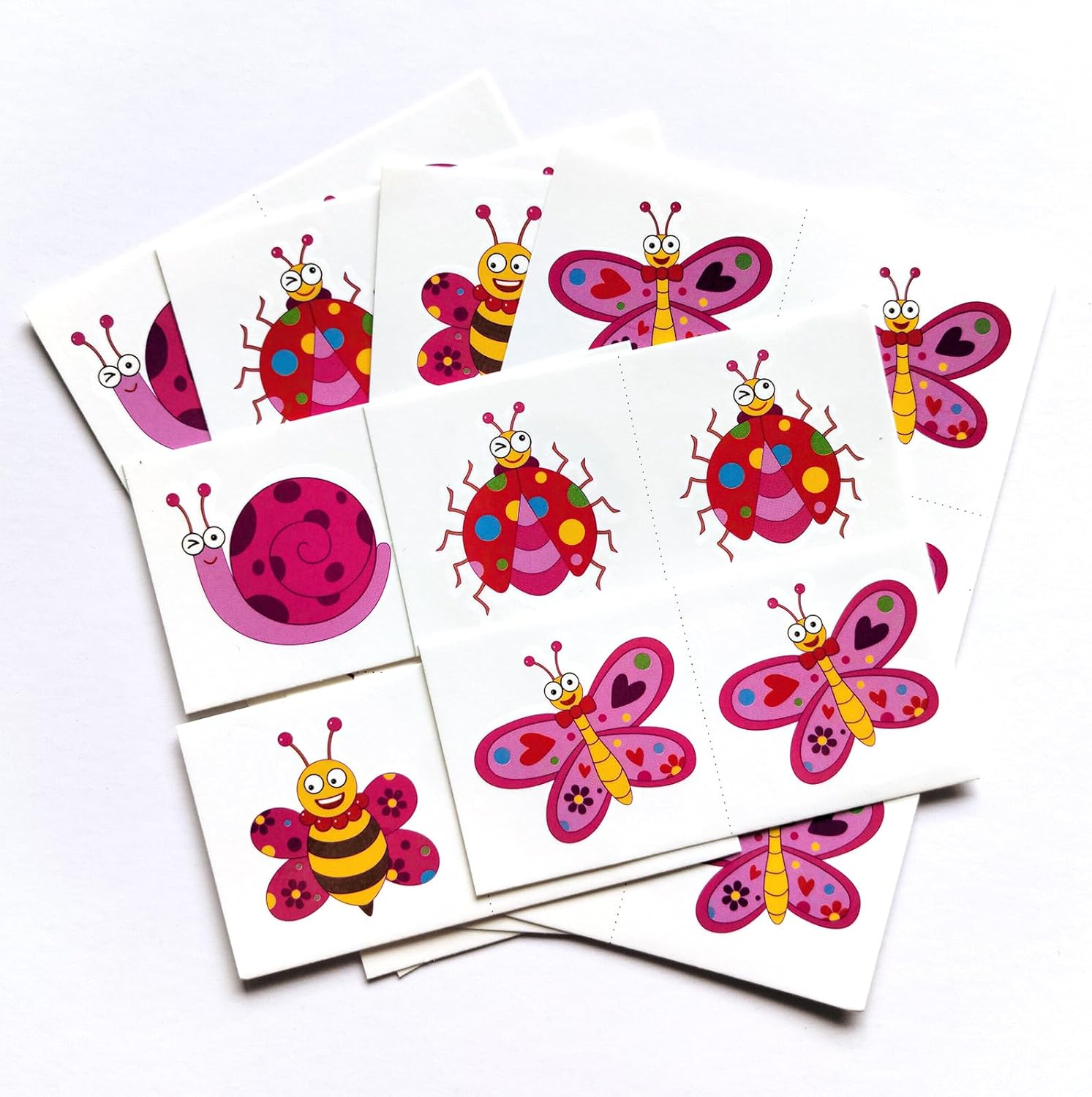 Womaha 32 Temporary Insect Tattoos for Kids Sweetheart Fake Face Tattoo Stickers image number 2