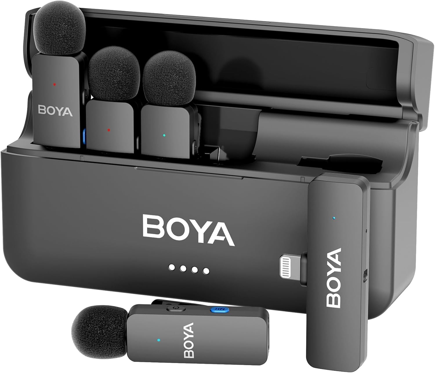 BOYA BY-V4U Wireless Lavalier Microphone for Iphone15/16 Series Type C Smartphone,4-Channel Clip-On Wireless Lapel Mic for Video Recording Podcast Interview Streaming Vlog Youtube