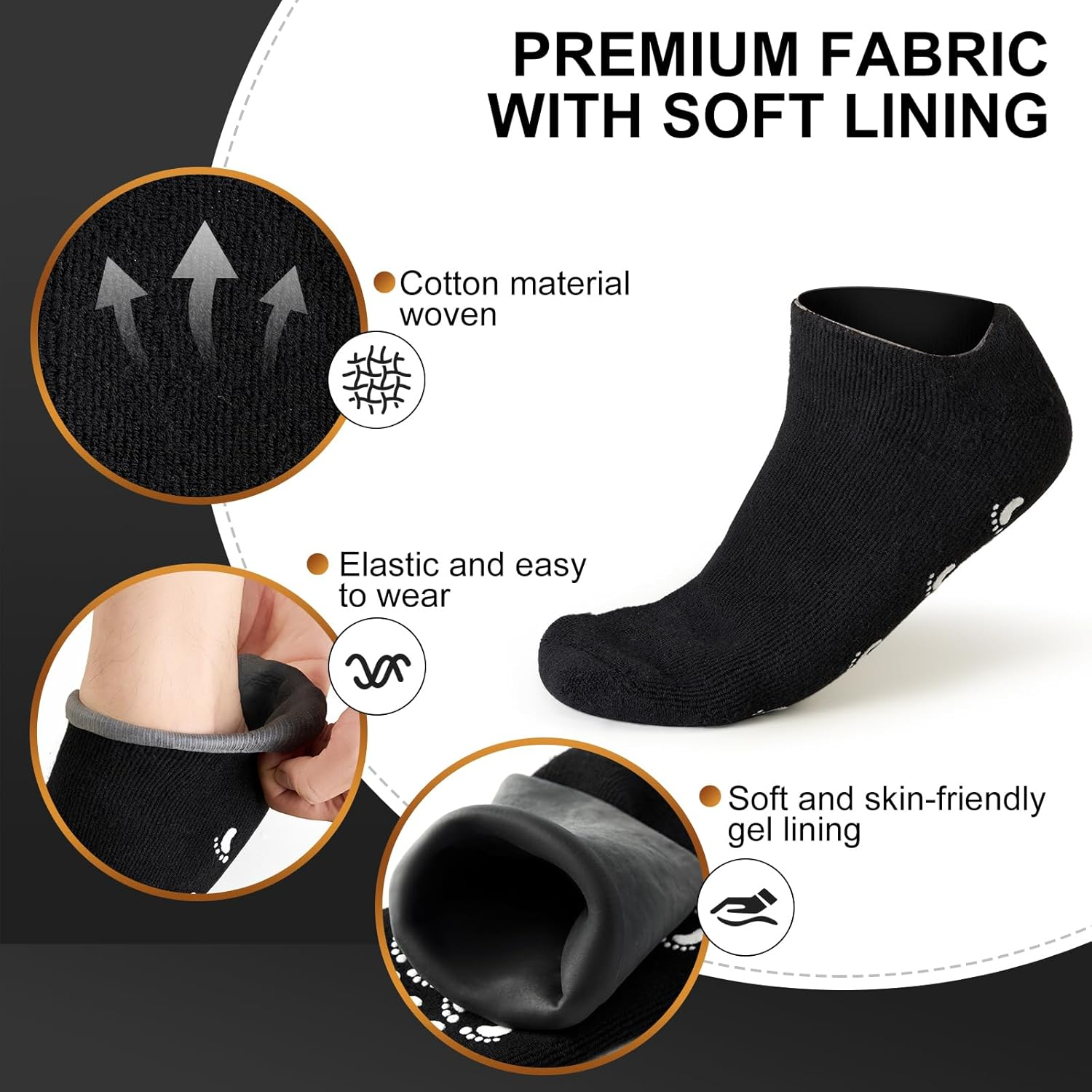 Moisturizing Silicone Socks for Men - Large Size, Ultimate Aloe-Infused Gel for Home Use - Say Goodbye to Dry Cracked Feet Black image number 4