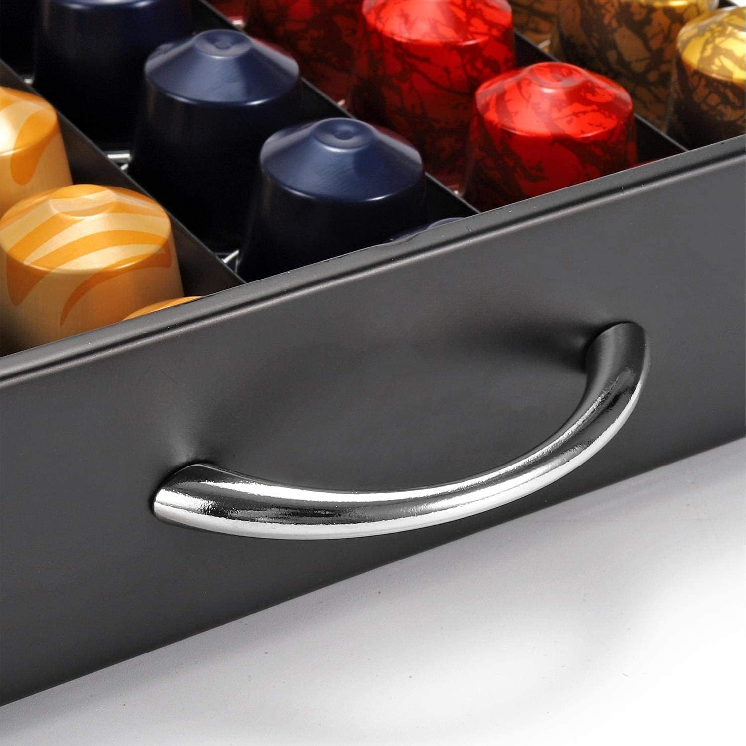 CARLA HOME Coffee Pods Holder Storage Drawer Compatible with 60 Nespresso Pods for Kitchen Storage & Organisation, Nespresso Pod Holder Coffee Machine for Home Storage (Black)