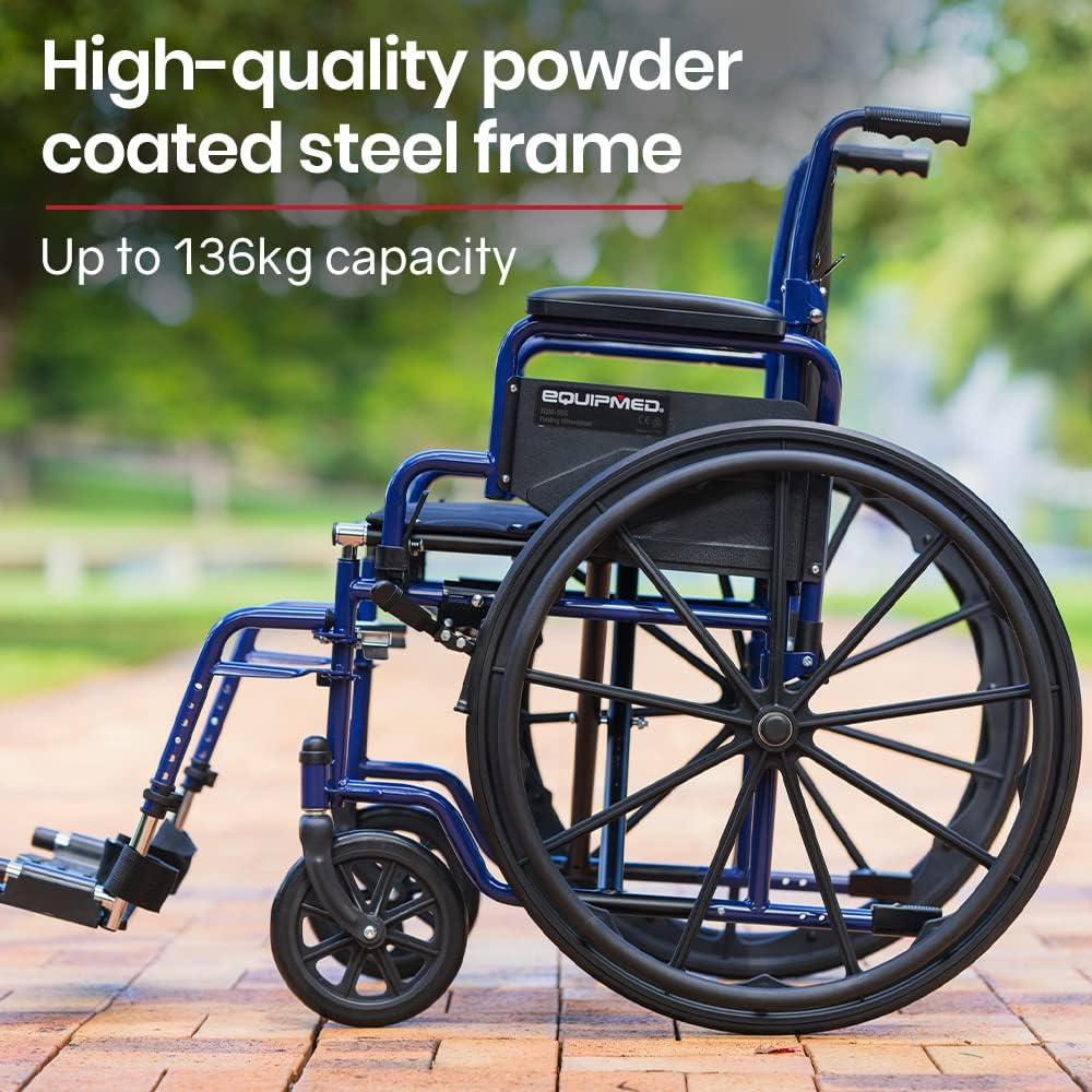 Folding Wheelchair with 24" Wheels and Blue Frame image number 5