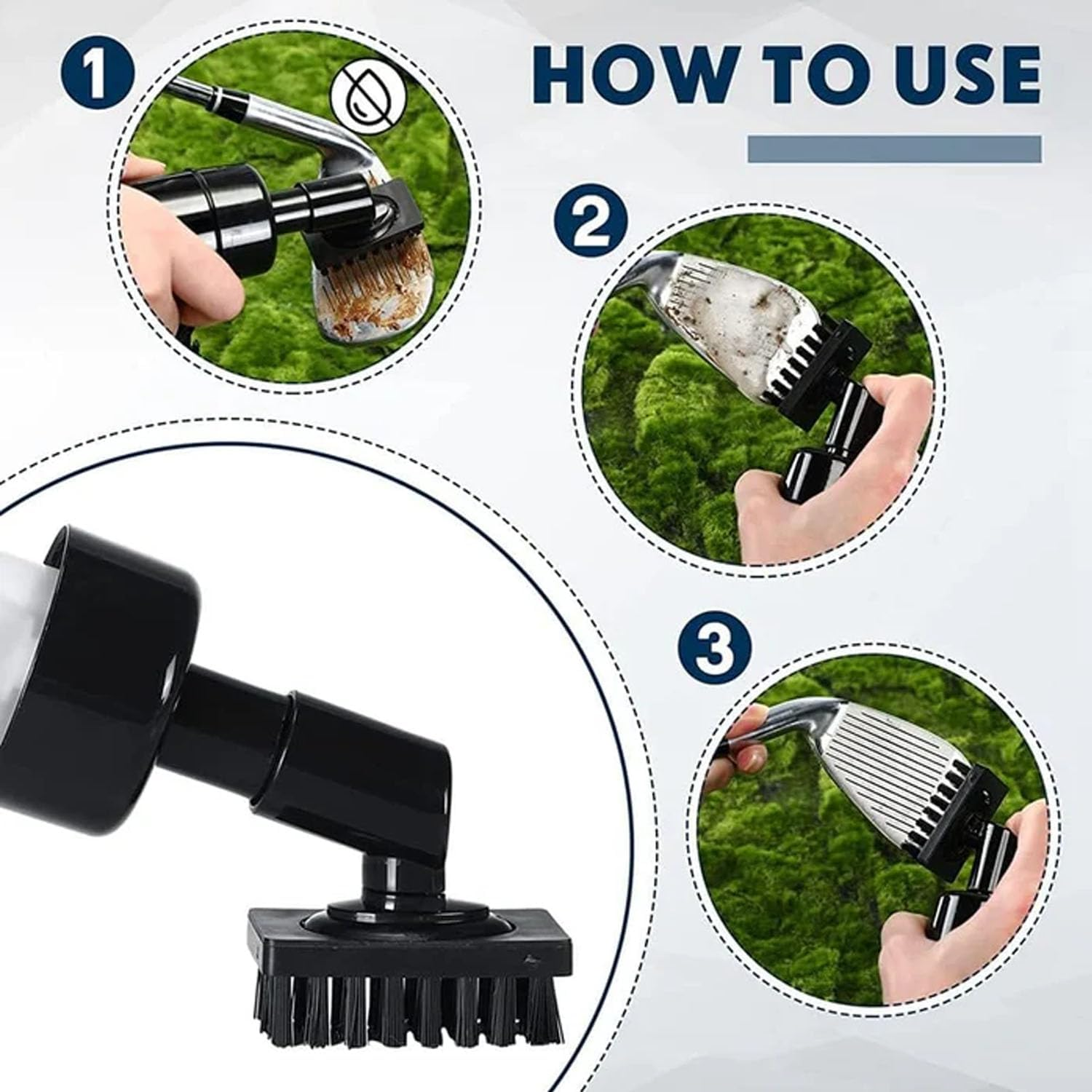 EZONEDEAL Golf Club Brush Cleaner with Water Bottle Caddy - Effortless Cleaning with Groove Tube and Squeeze Bottle - Essential Golf Accessories - Black