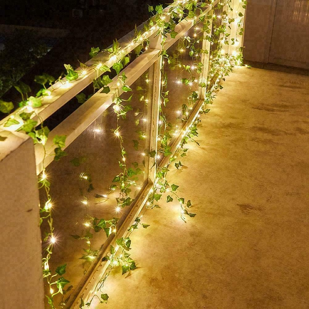 10/20M LED Solar Powered Ivy Fairy String Lights Garden Outdoor Wall Fence Light (1) image number 2