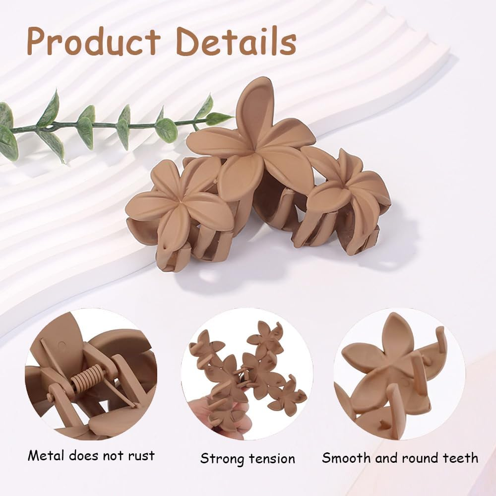 TOFBS Pack of 6 Hair Clips for Women Large Flower Shaped Claw Clips Stylish Non-Slip Matte Hair Clips Hair Decoration Accessories image number 5