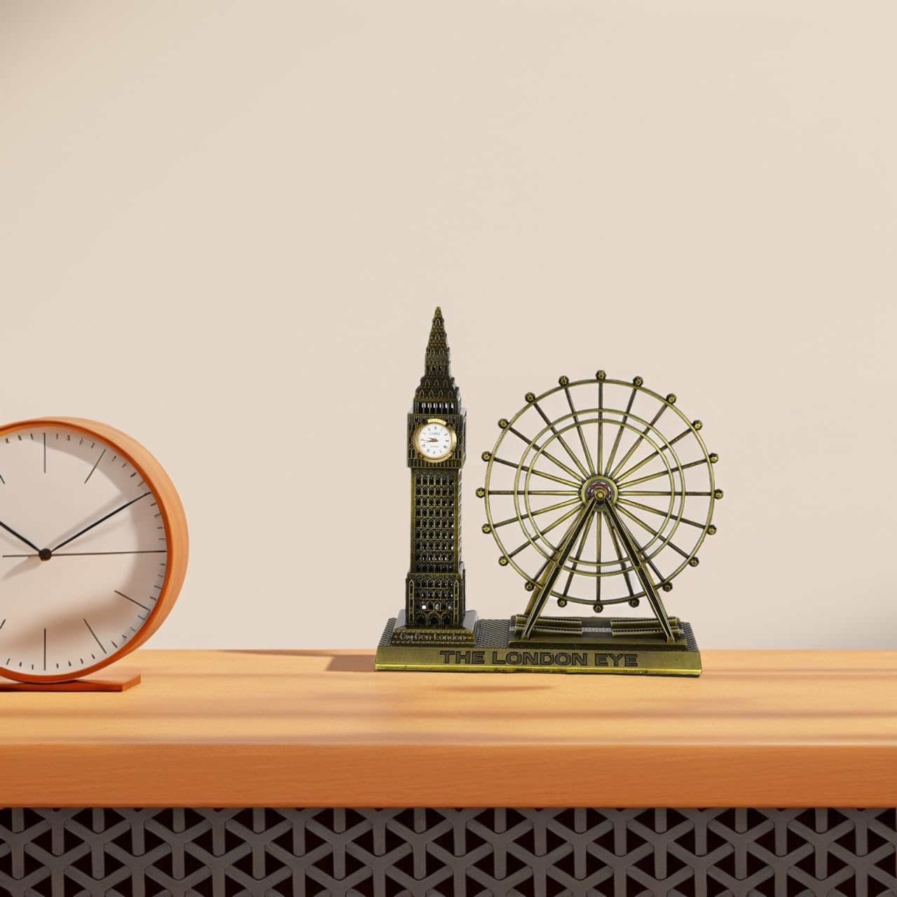 Luxshiny British Architectural Ornaments - Zinc Alloy London Big Ben & London Eye Landmark Souvenir for Home Decor 19.5X17.5X7Cm