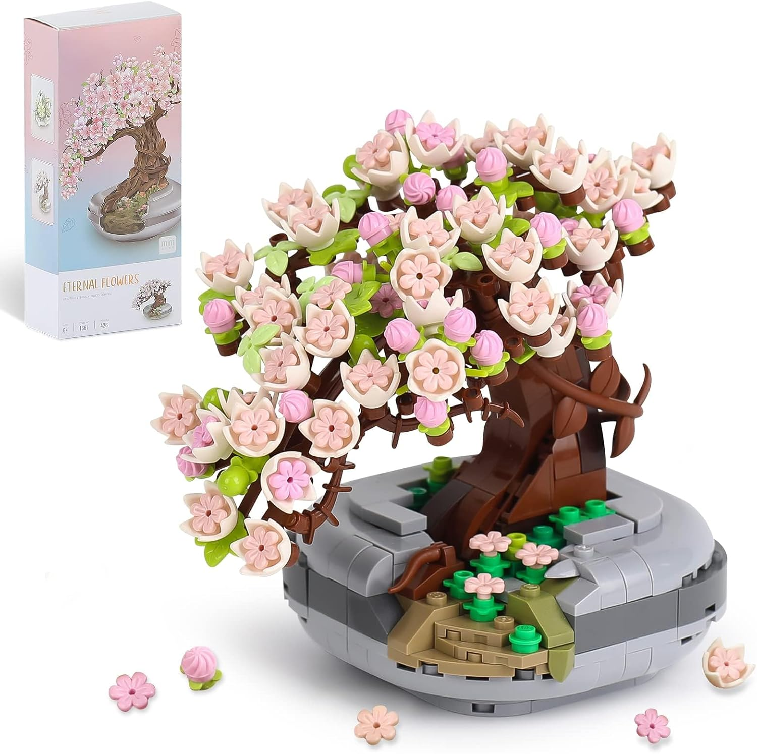 Mini Bricks Flowers Bonsai Model 426 Pcs Creative DIY Simulation Mini Particle Flower Botanical Collection Construction Building Toy image number 1
