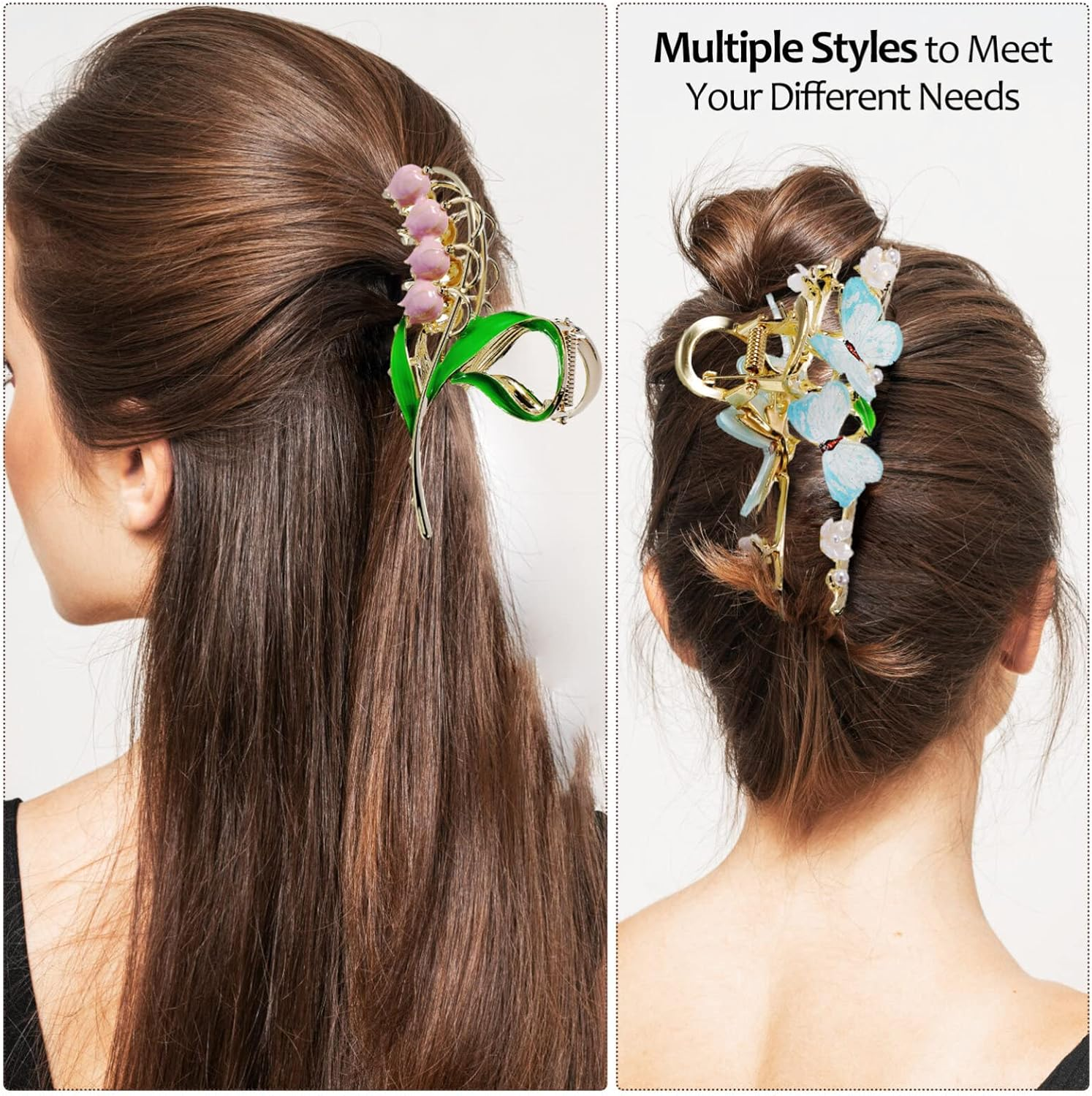 Beaupretty Large Hair Clips Flower Metal Hair Clips Hair Clip Flower Hair Clips Thick Hair Clips 6 Pieces image number 4